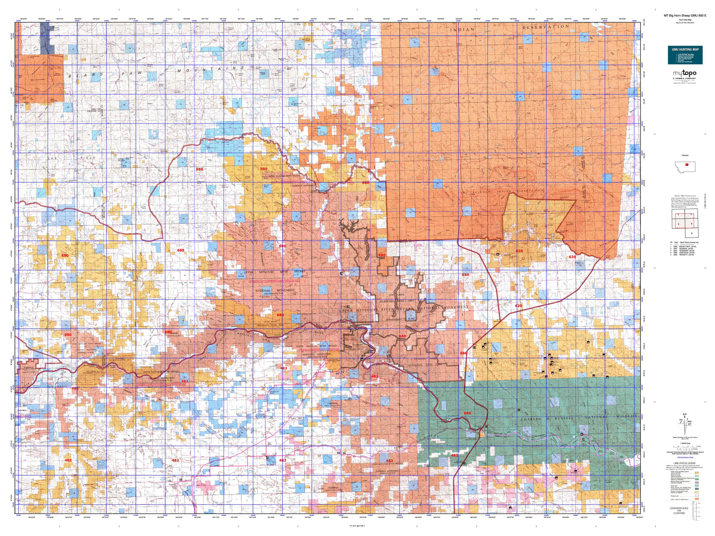 Montana Big Horn Sheep GMU 680 E Map Image