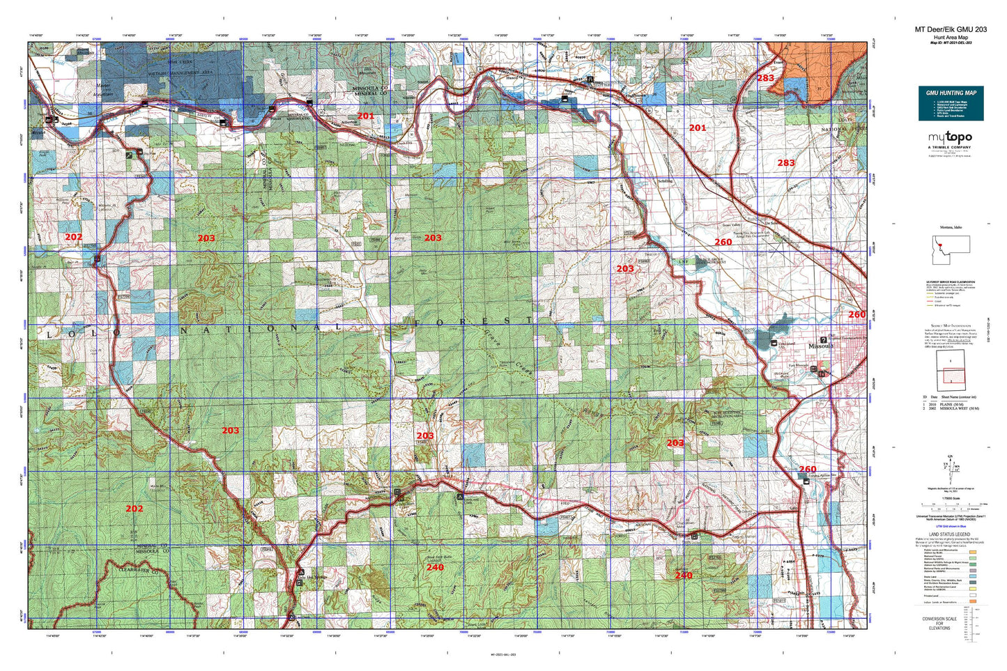 Montana Deer/Elk GMU 203 Map Image
