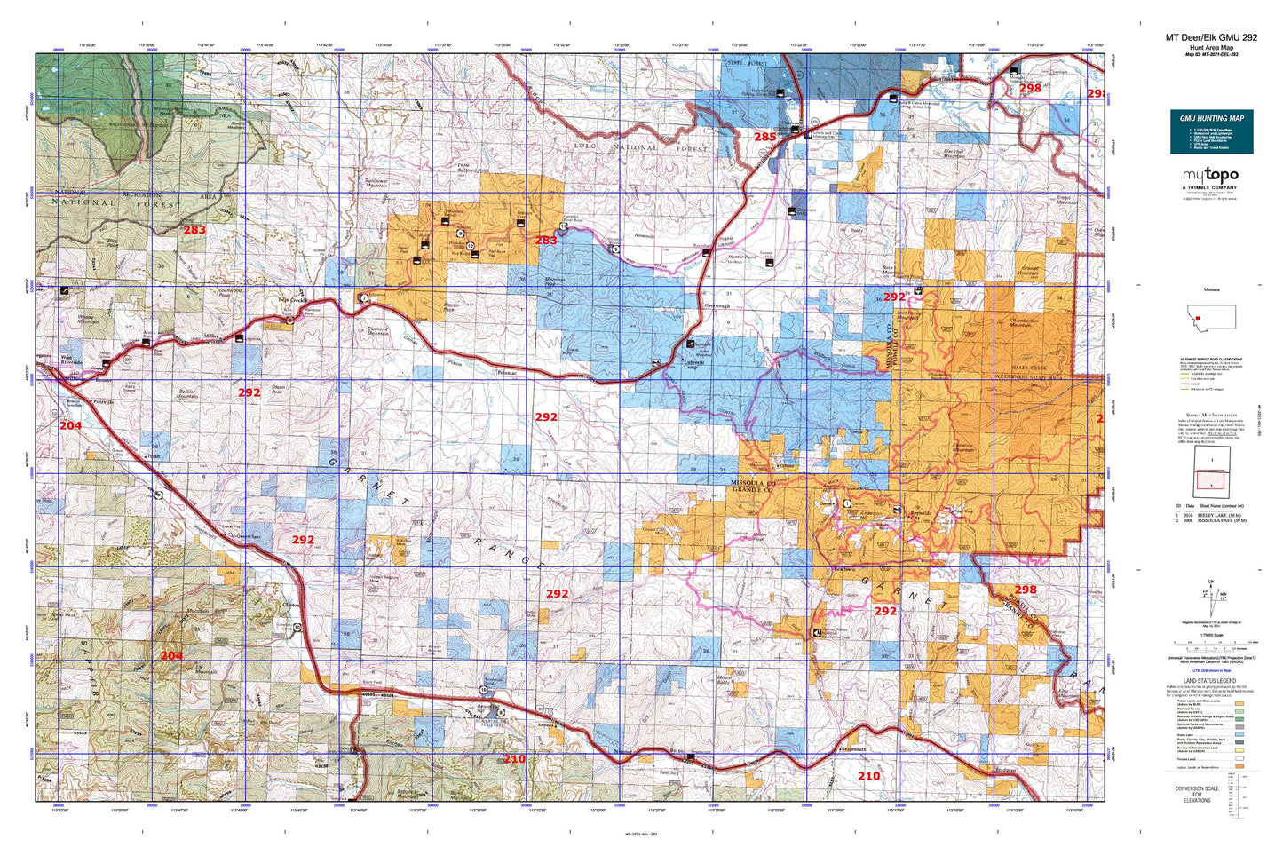 Montana Deer/Elk GMU 292 Map Image