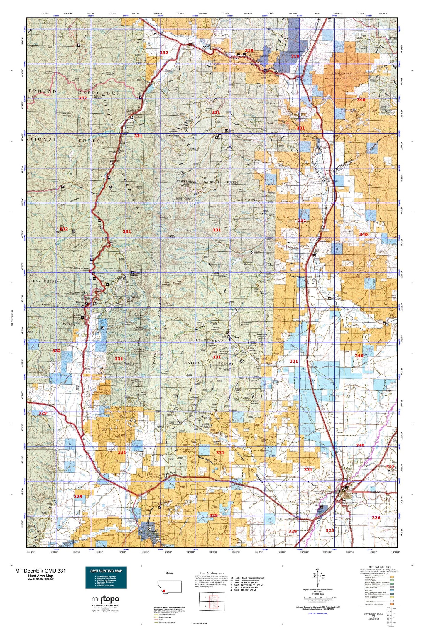 Montana Deer/Elk GMU 331 Map Image