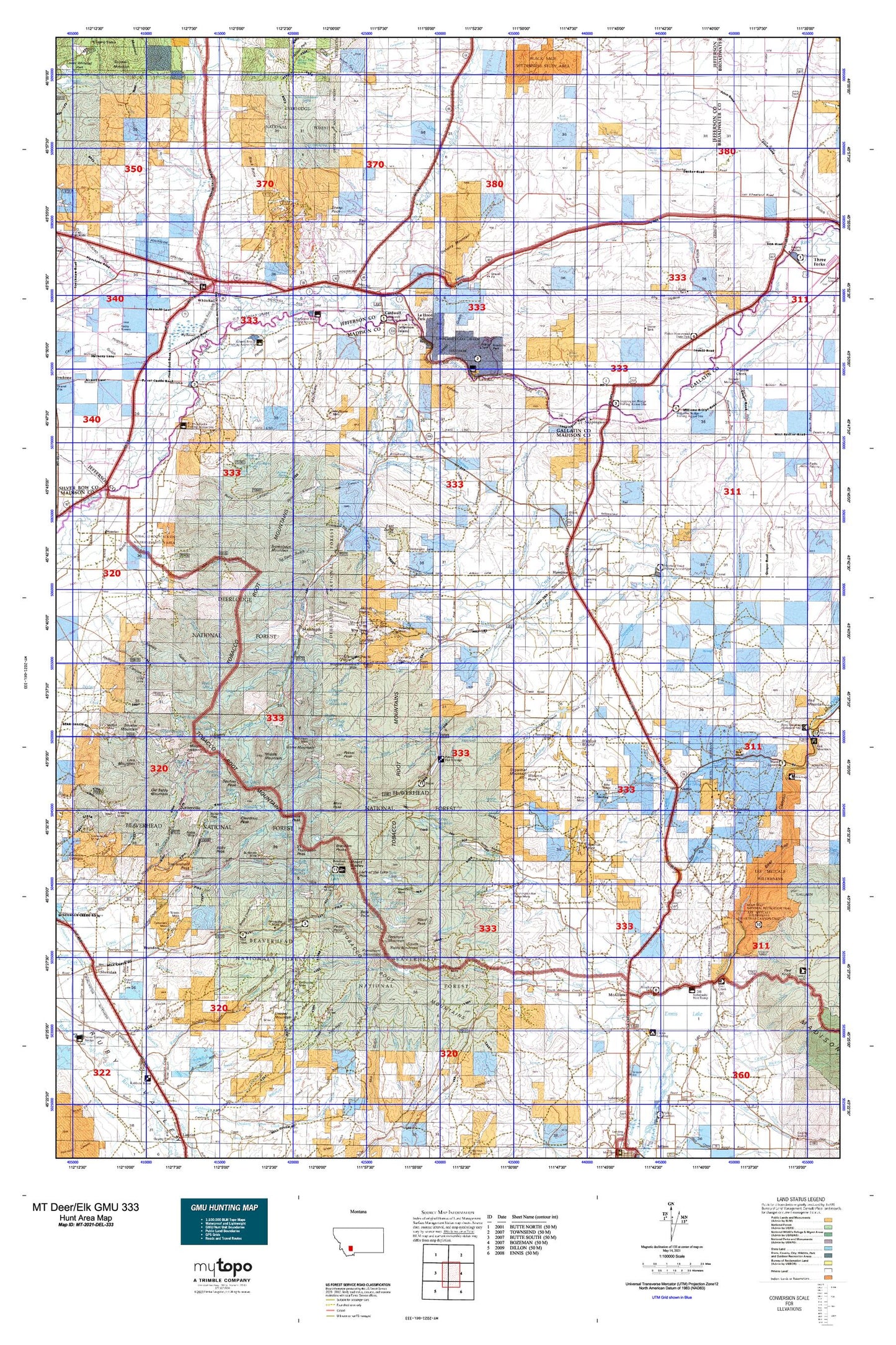 Montana Deer/Elk GMU 333 Map Image