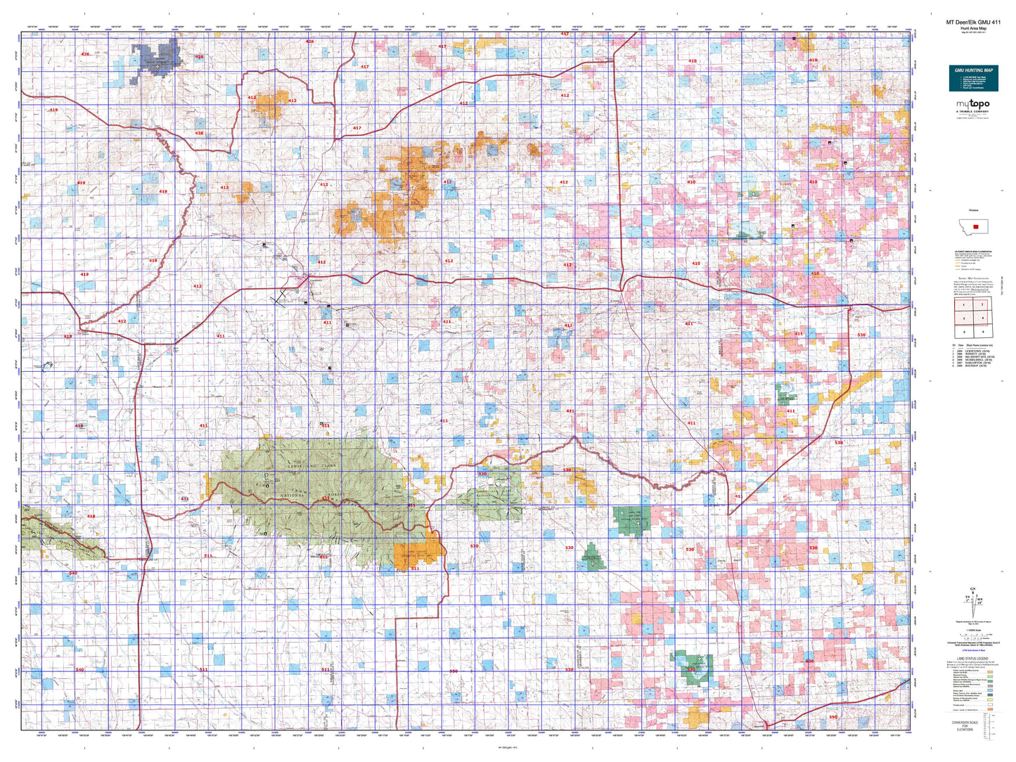 Montana Deer/Elk GMU 411 Map Image