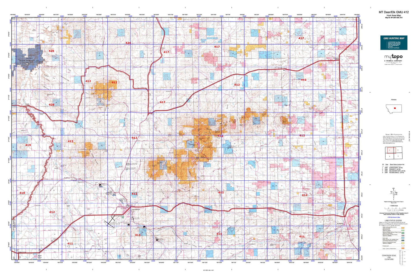 Montana Deer/Elk GMU 412 Map Image