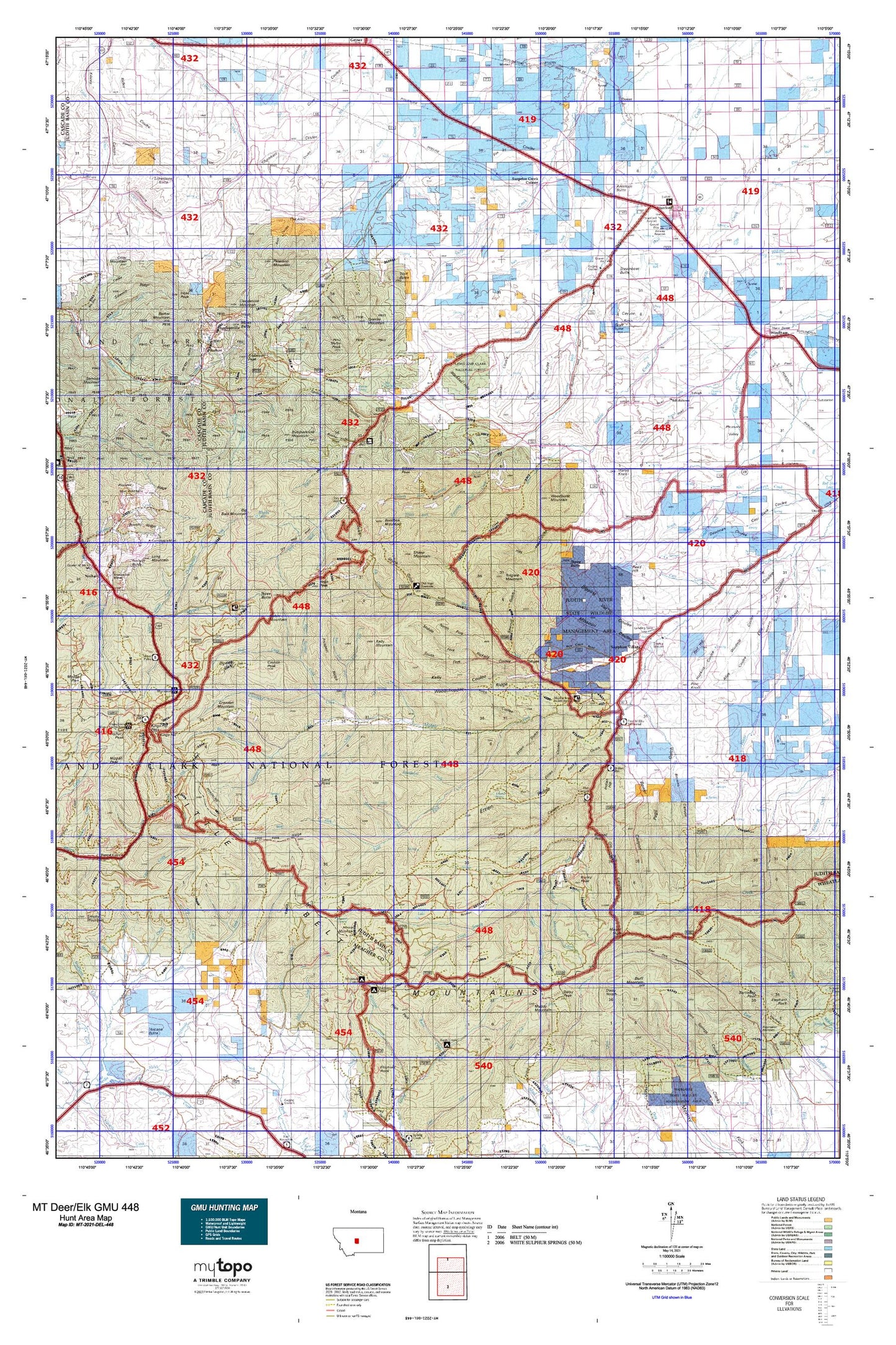 Montana Deer/Elk GMU 448 Map Image