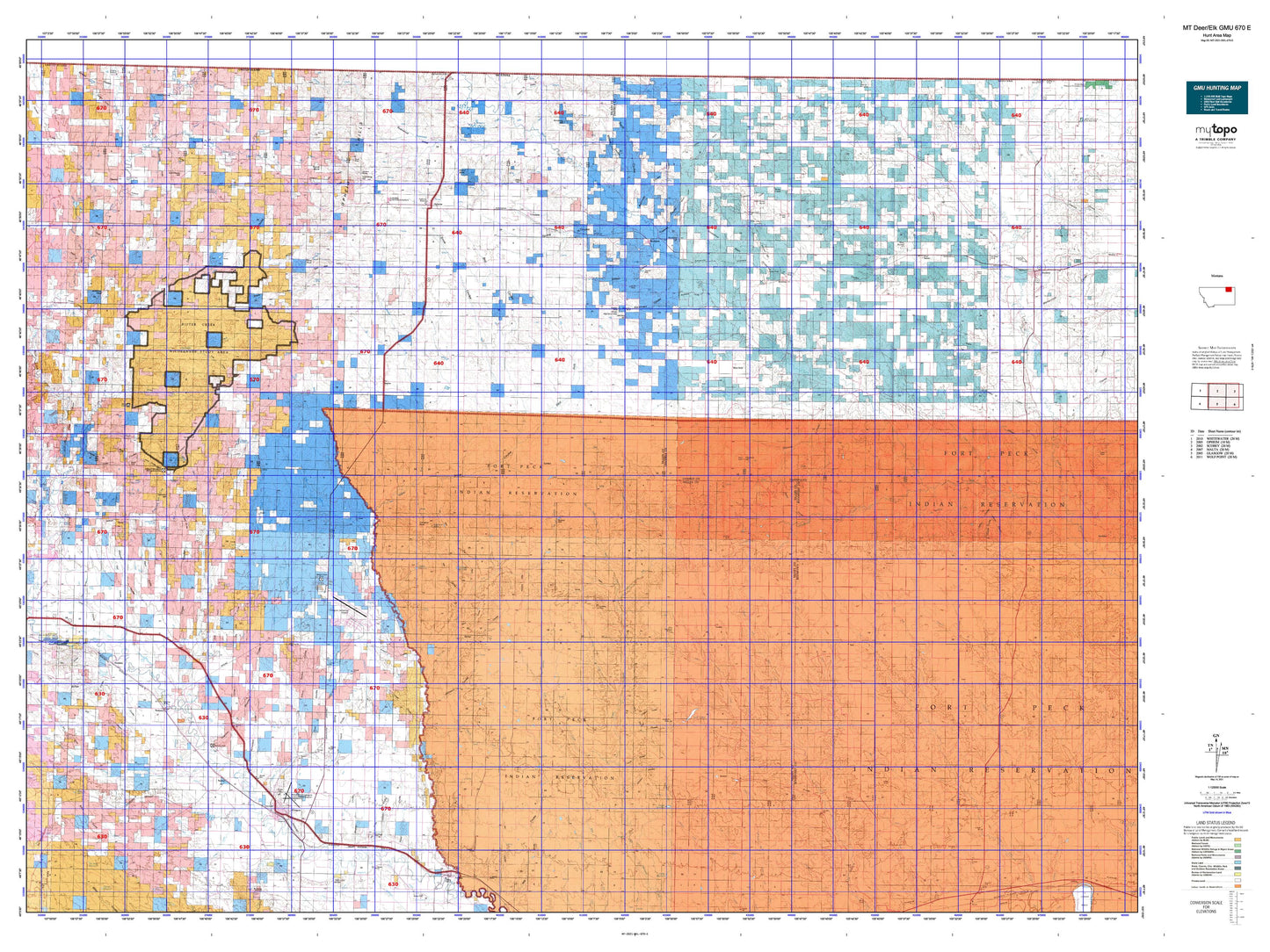 Montana Deer/Elk GMU 670 E Map Image