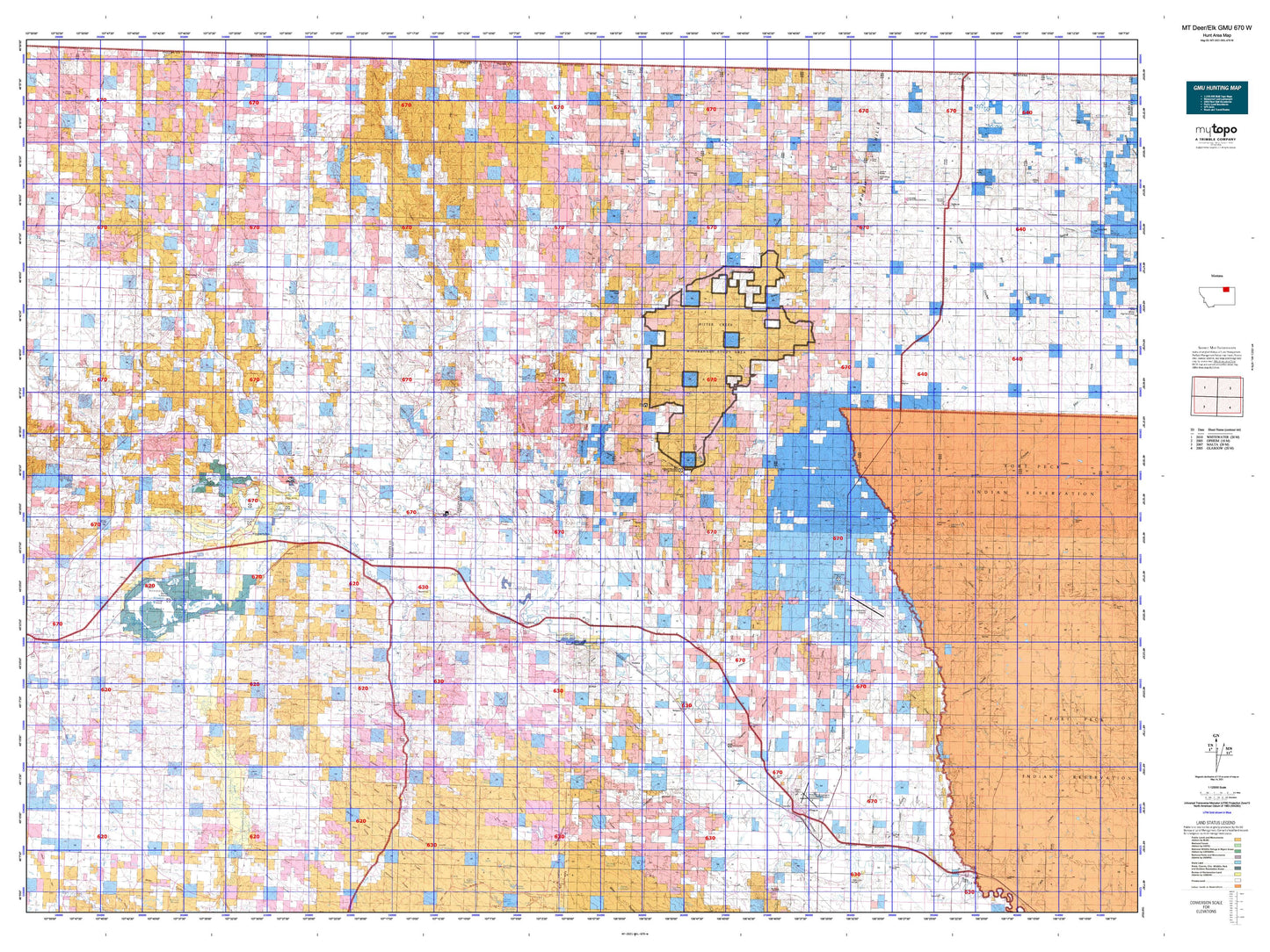 Montana Deer/Elk GMU 670 W Map Image