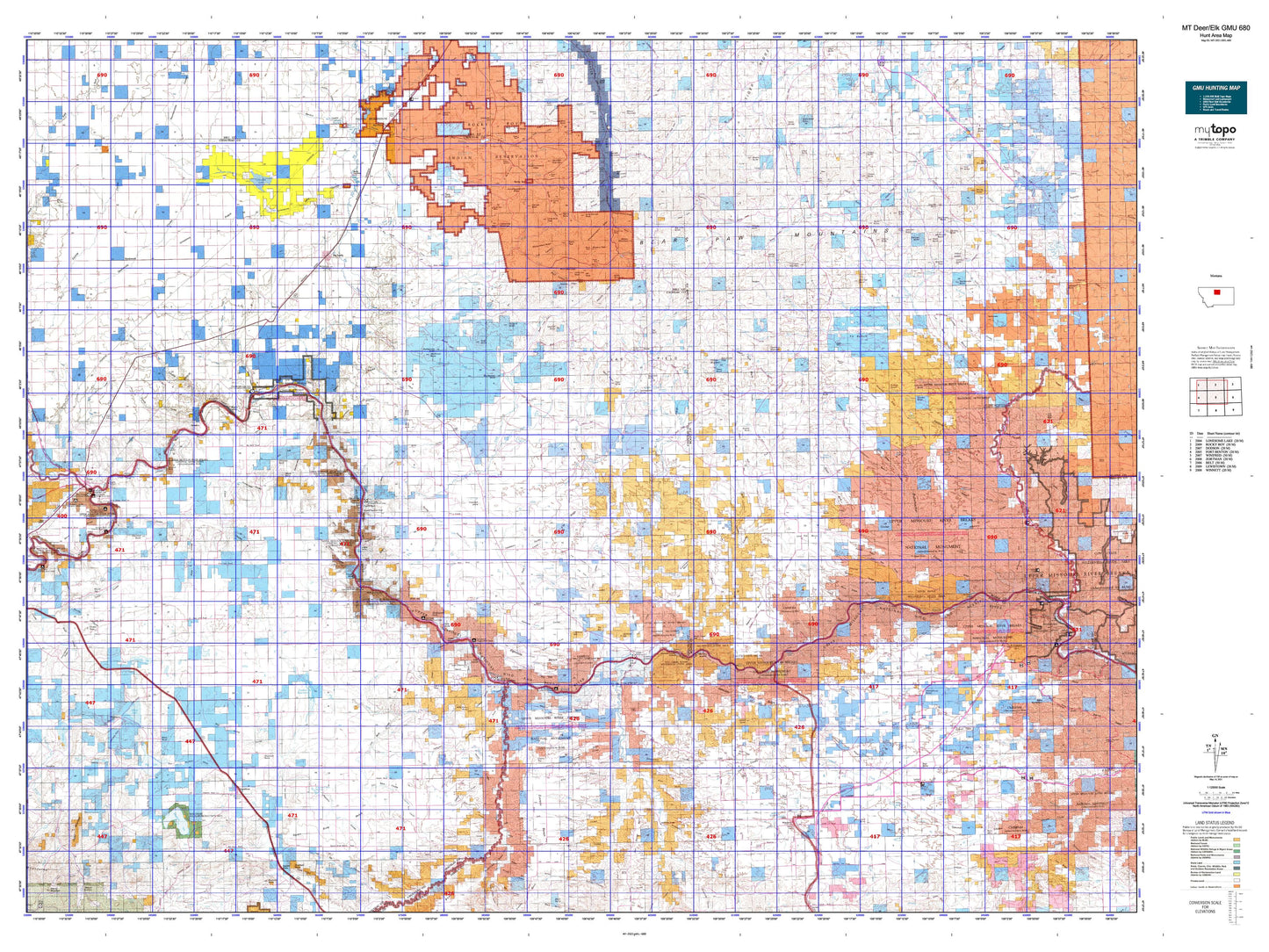 Montana Deer/Elk GMU 680 Map Image