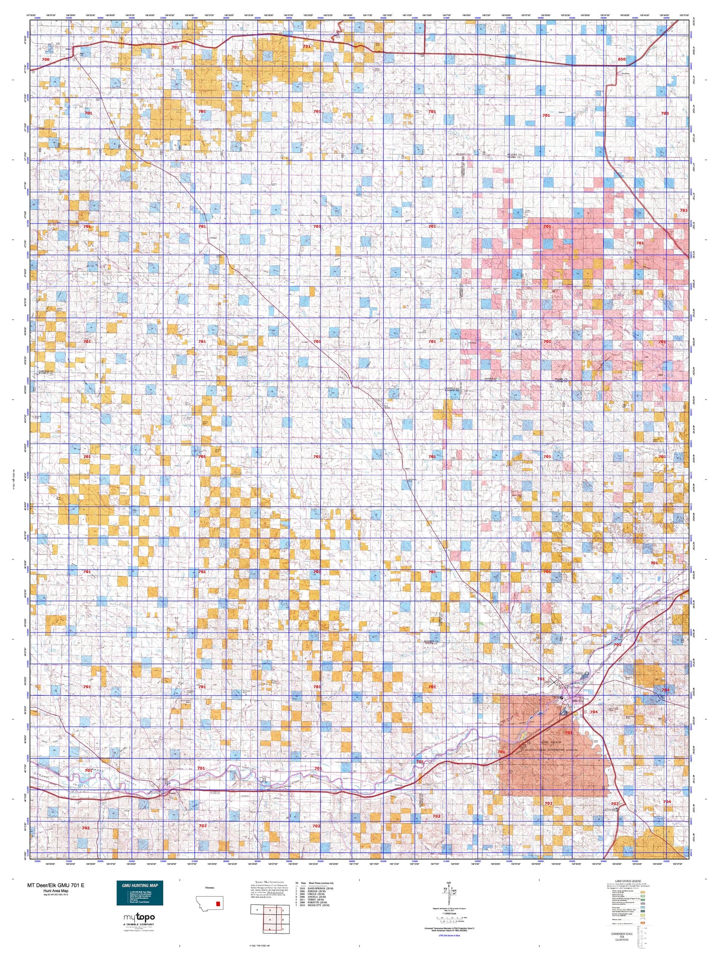 Montana Deer/Elk GMU 701 E Map Image