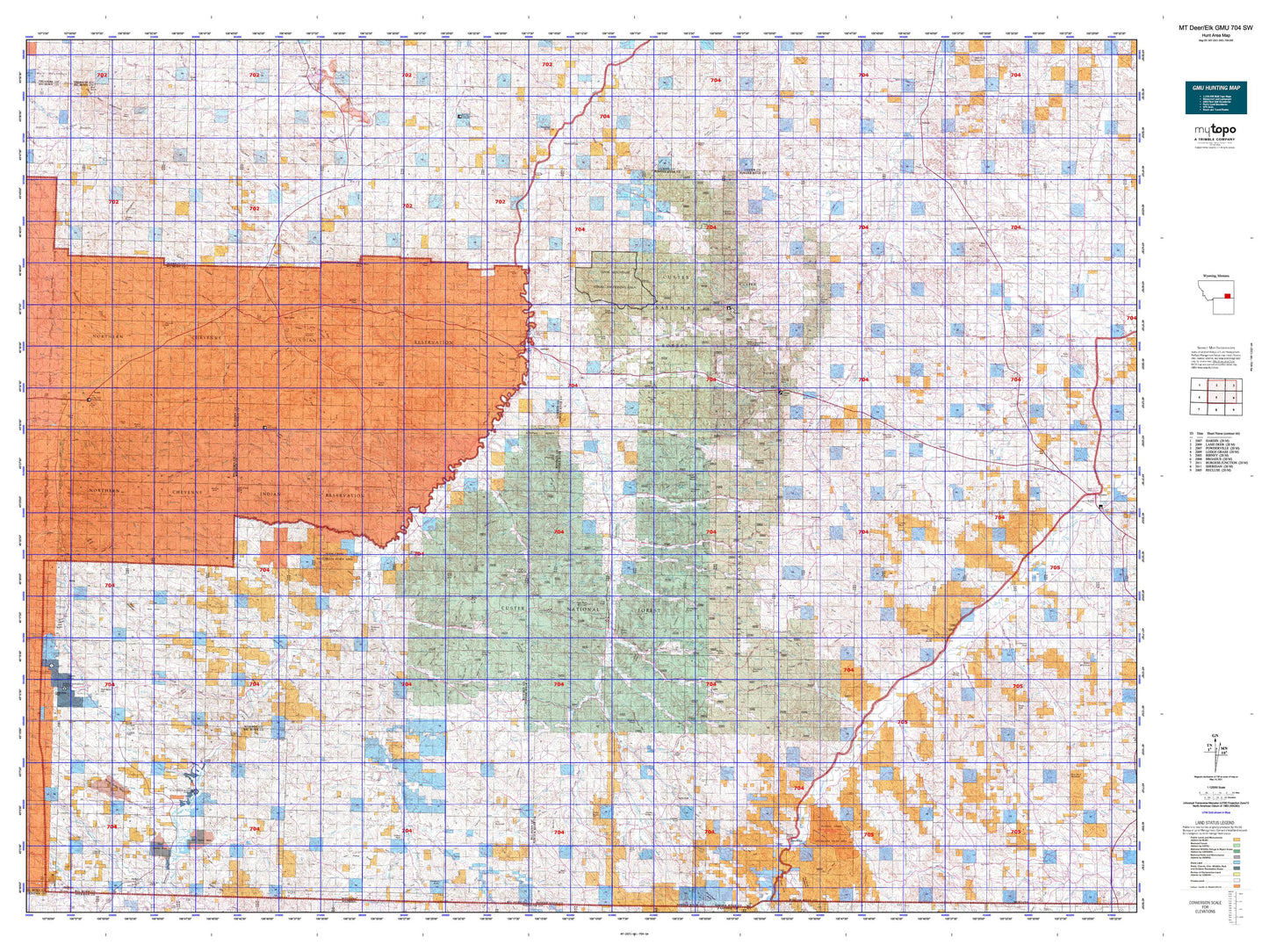 Montana Deer/Elk GMU 704 SW Map Image