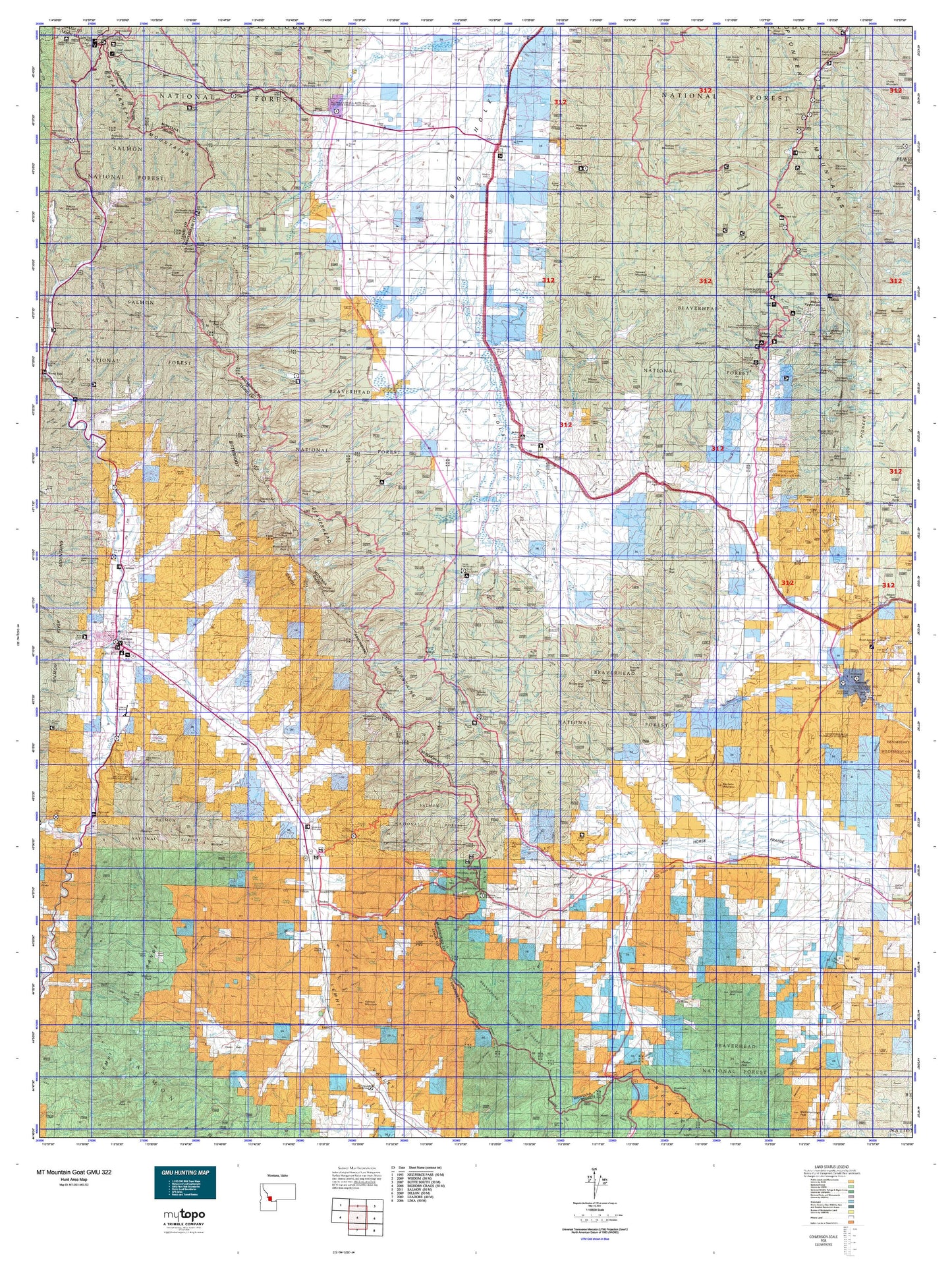 Montana Mountain Goat GMU 322 Map Image