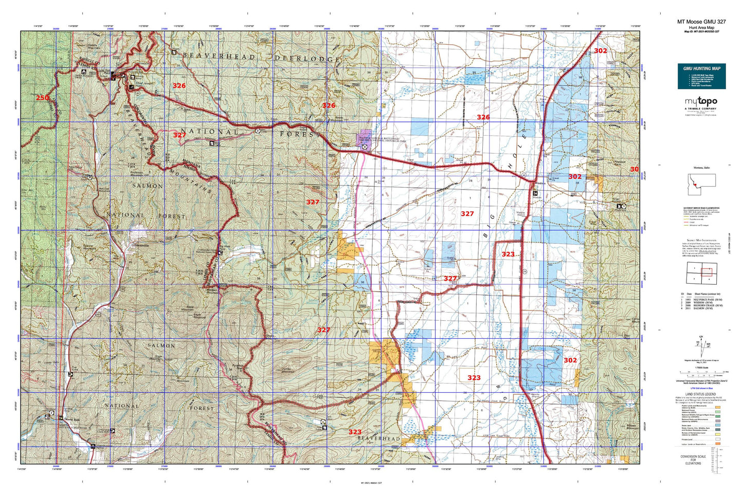Montana Moose GMU 327 Map Image