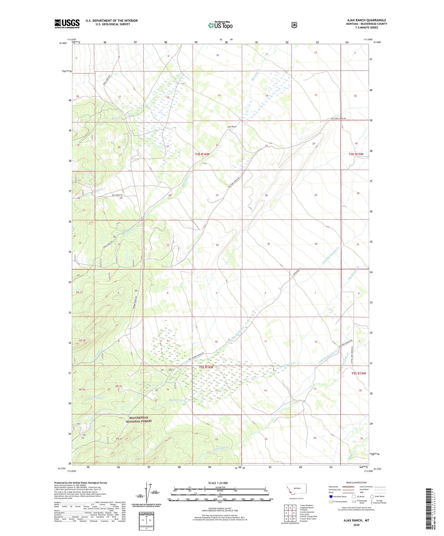Ajax Ranch Montana US Topo Map Image