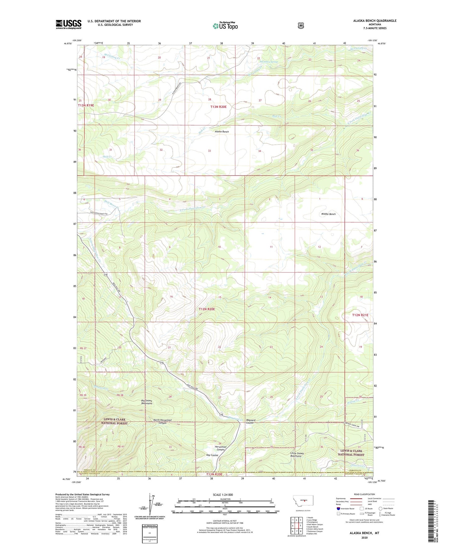 Alaska Bench Montana US Topo Map Image