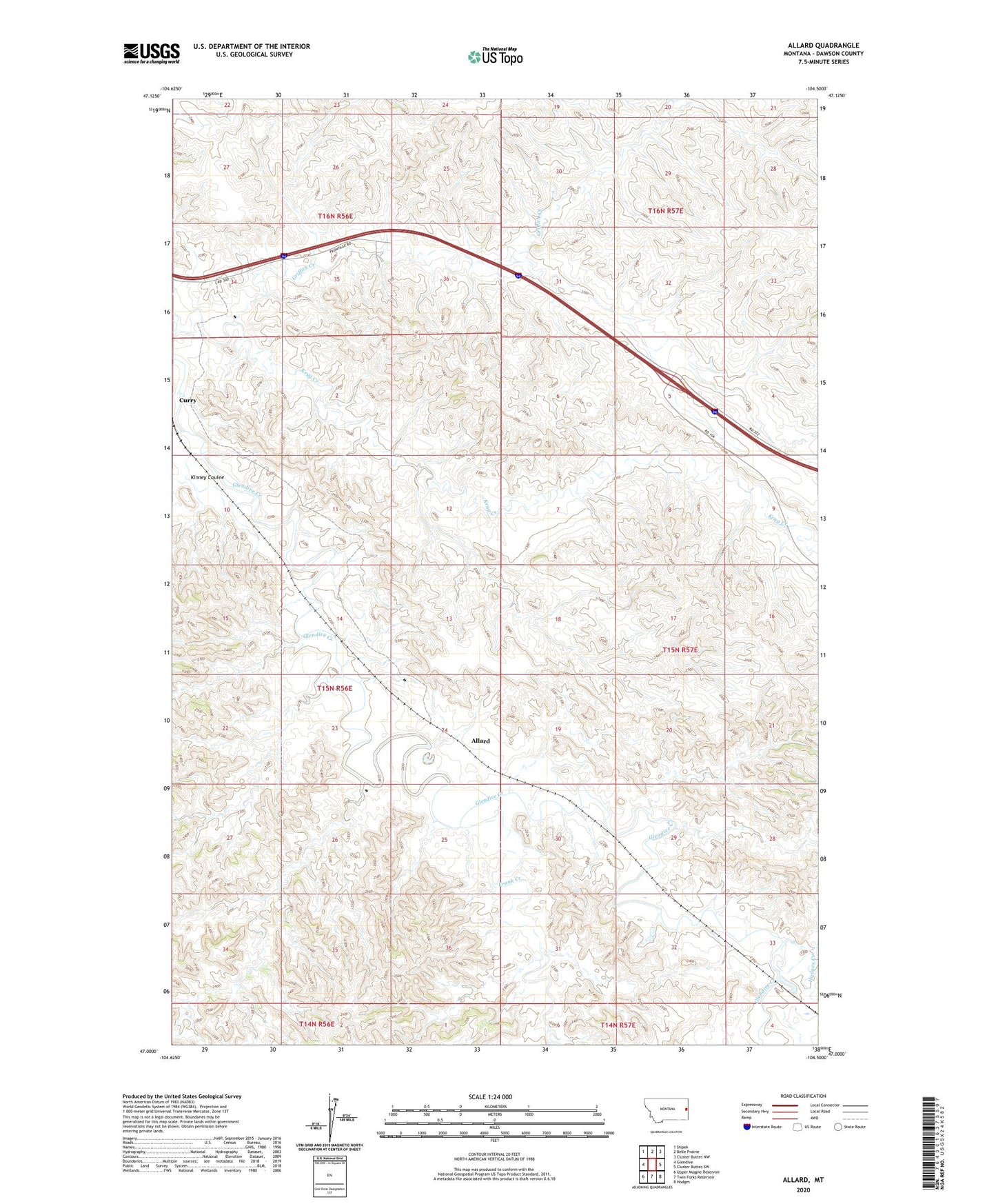 Allard Montana US Topo Map Image
