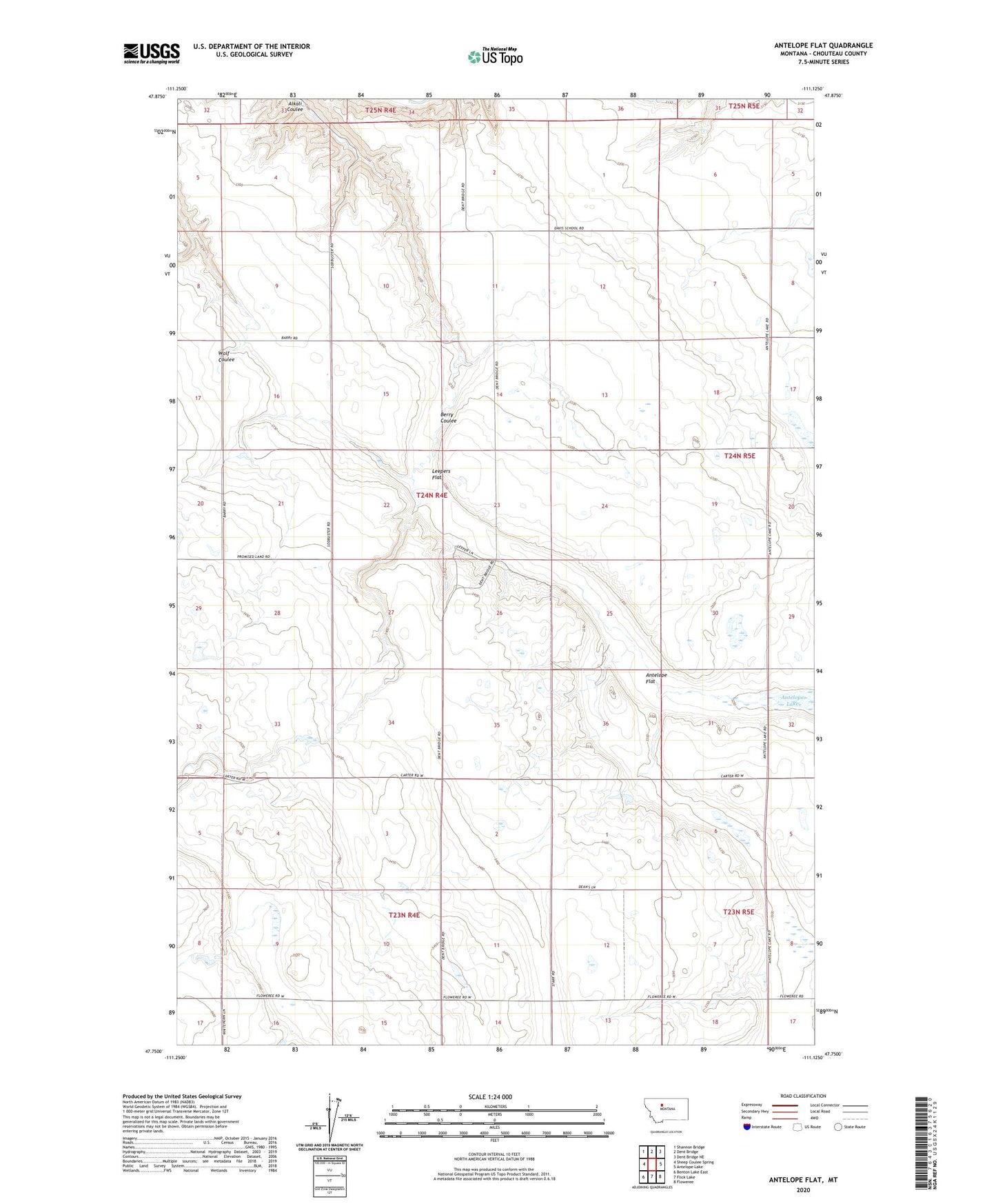 Antelope Flat Montana US Topo Map Image