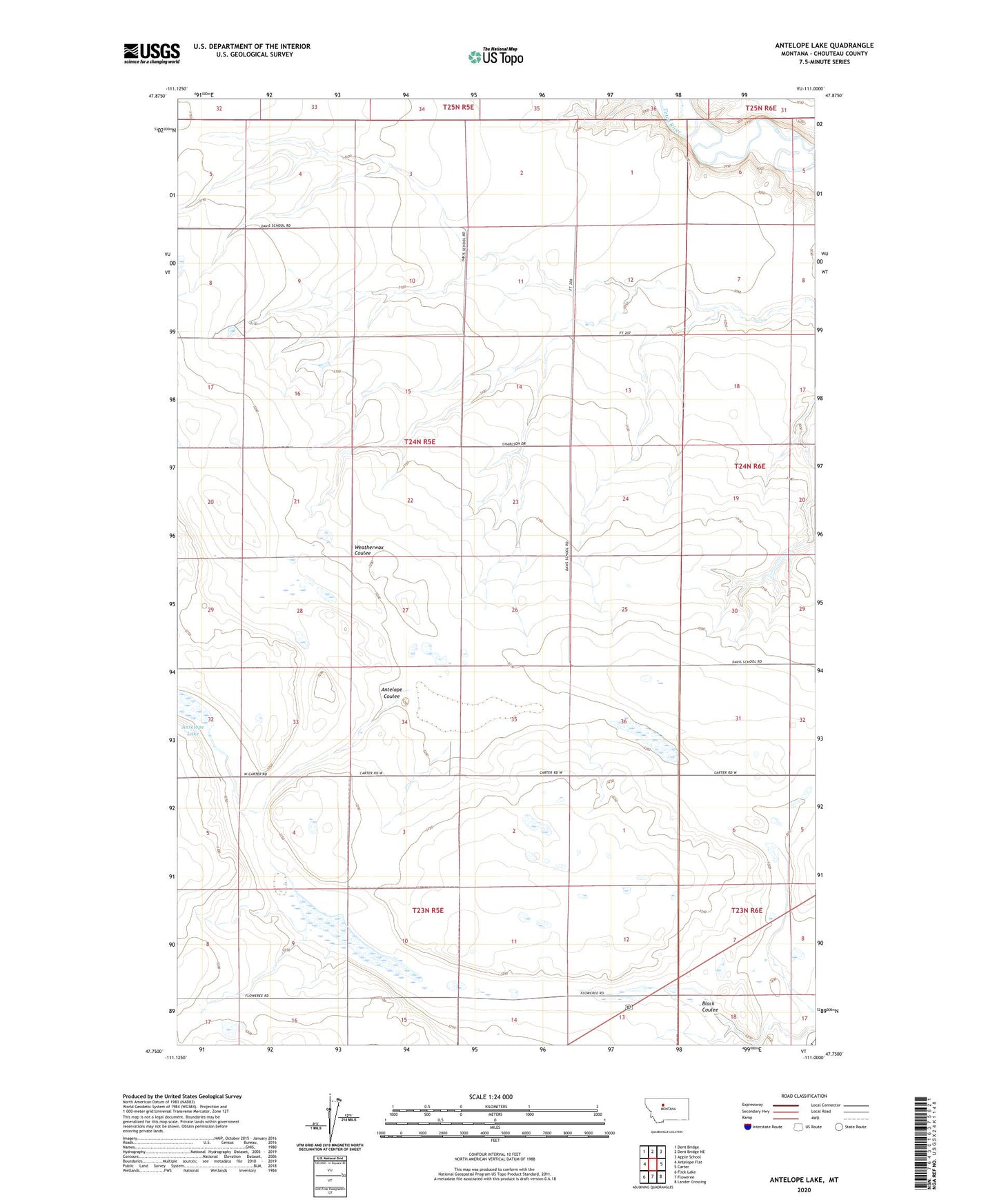 Antelope Lake Montana US Topo Map Image