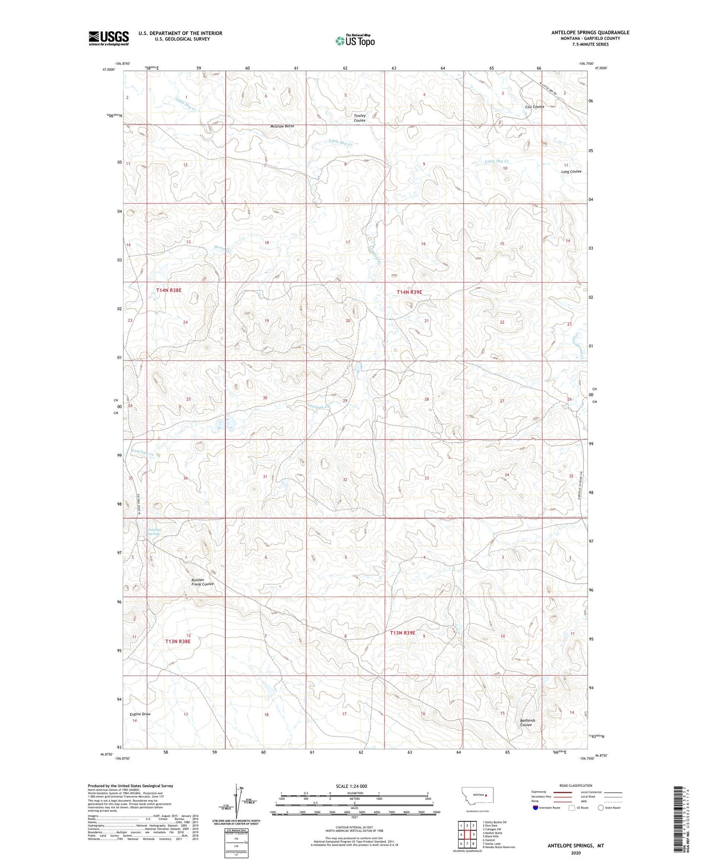 Antelope Springs Montana US Topo Map Image