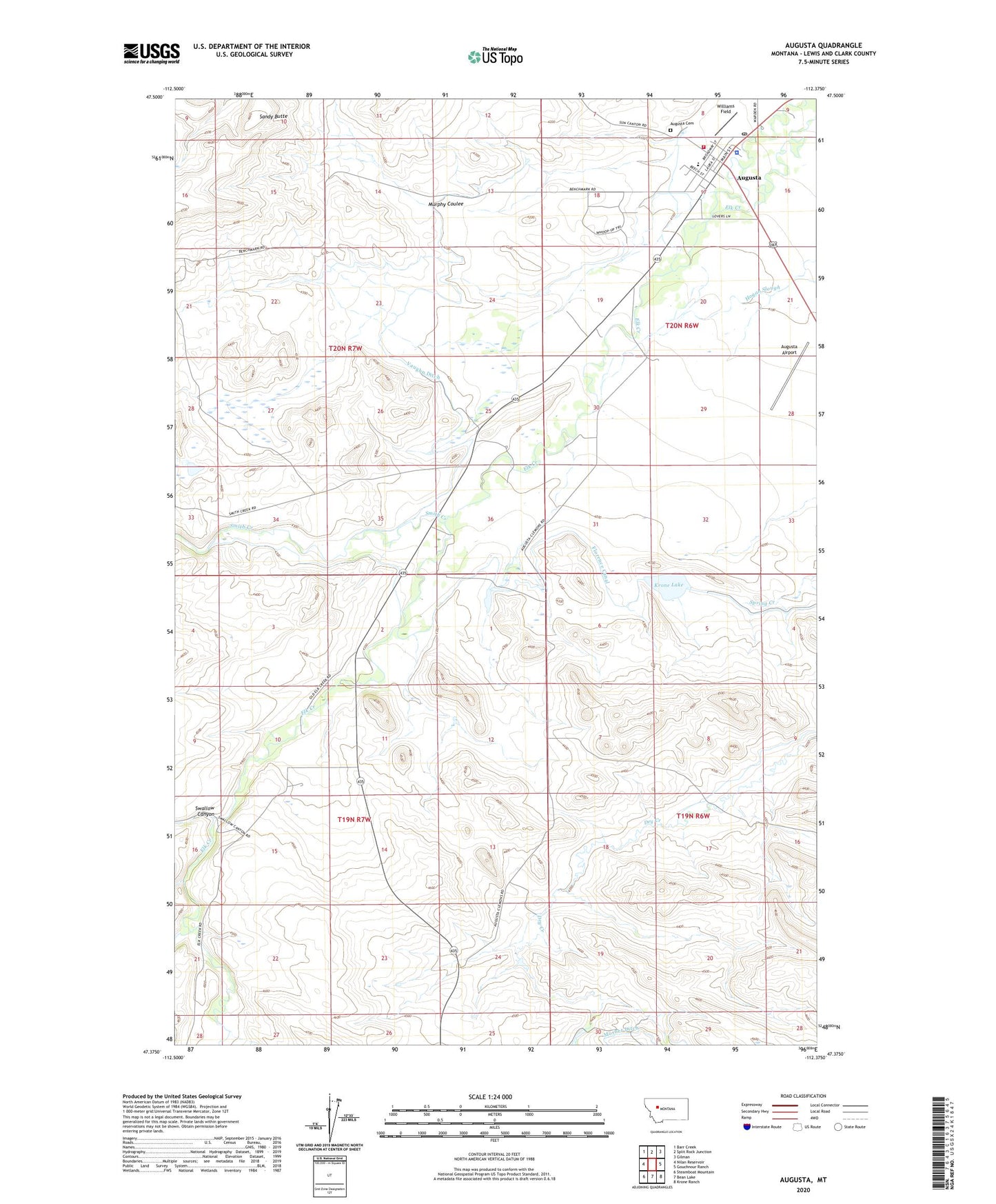 Augusta Montana US Topo Map Image