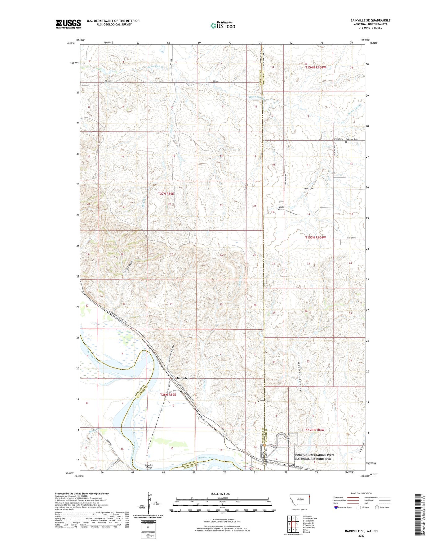Bainville SE Montana US Topo Map Image