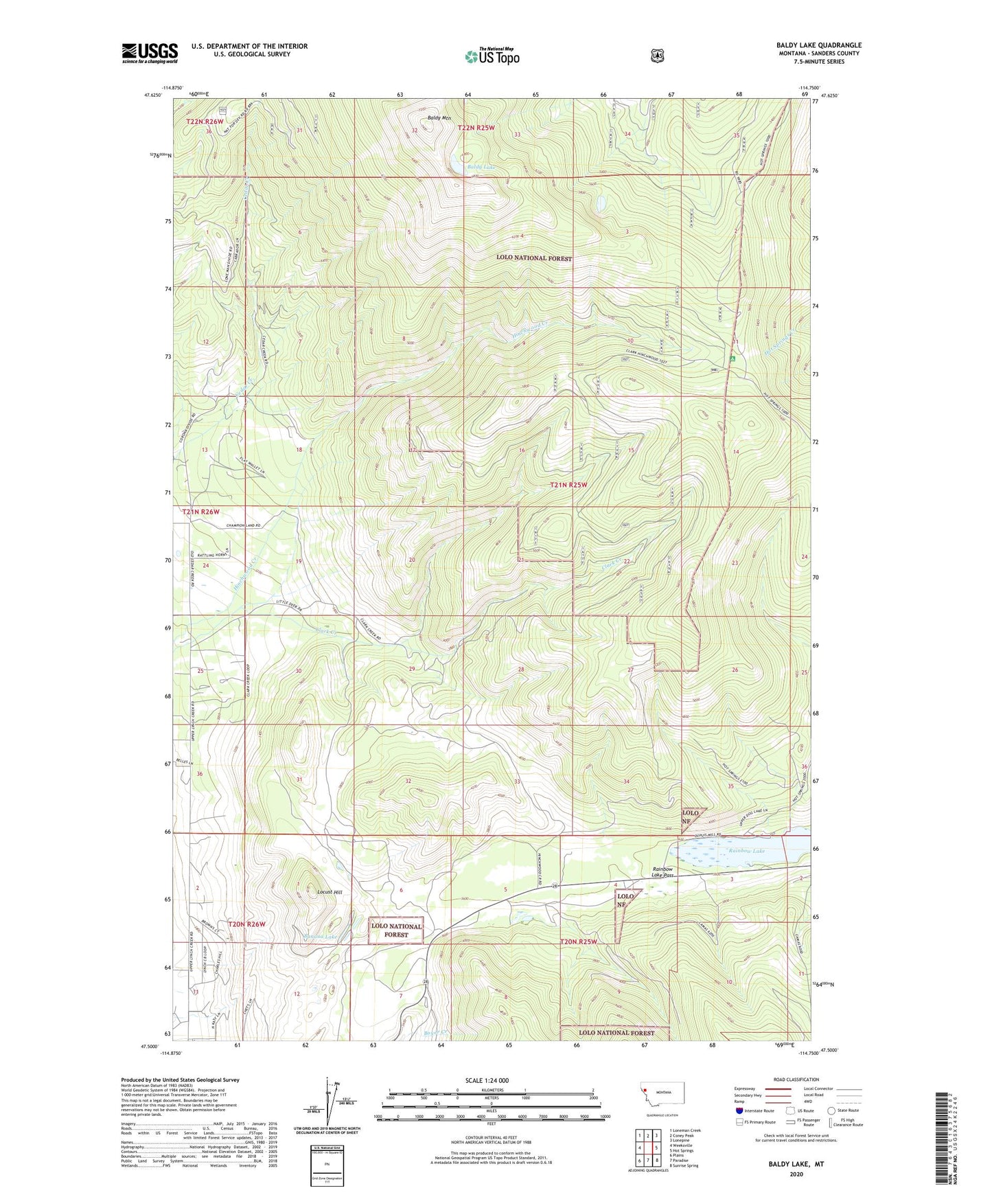 Baldy Lake Montana US Topo Map Image