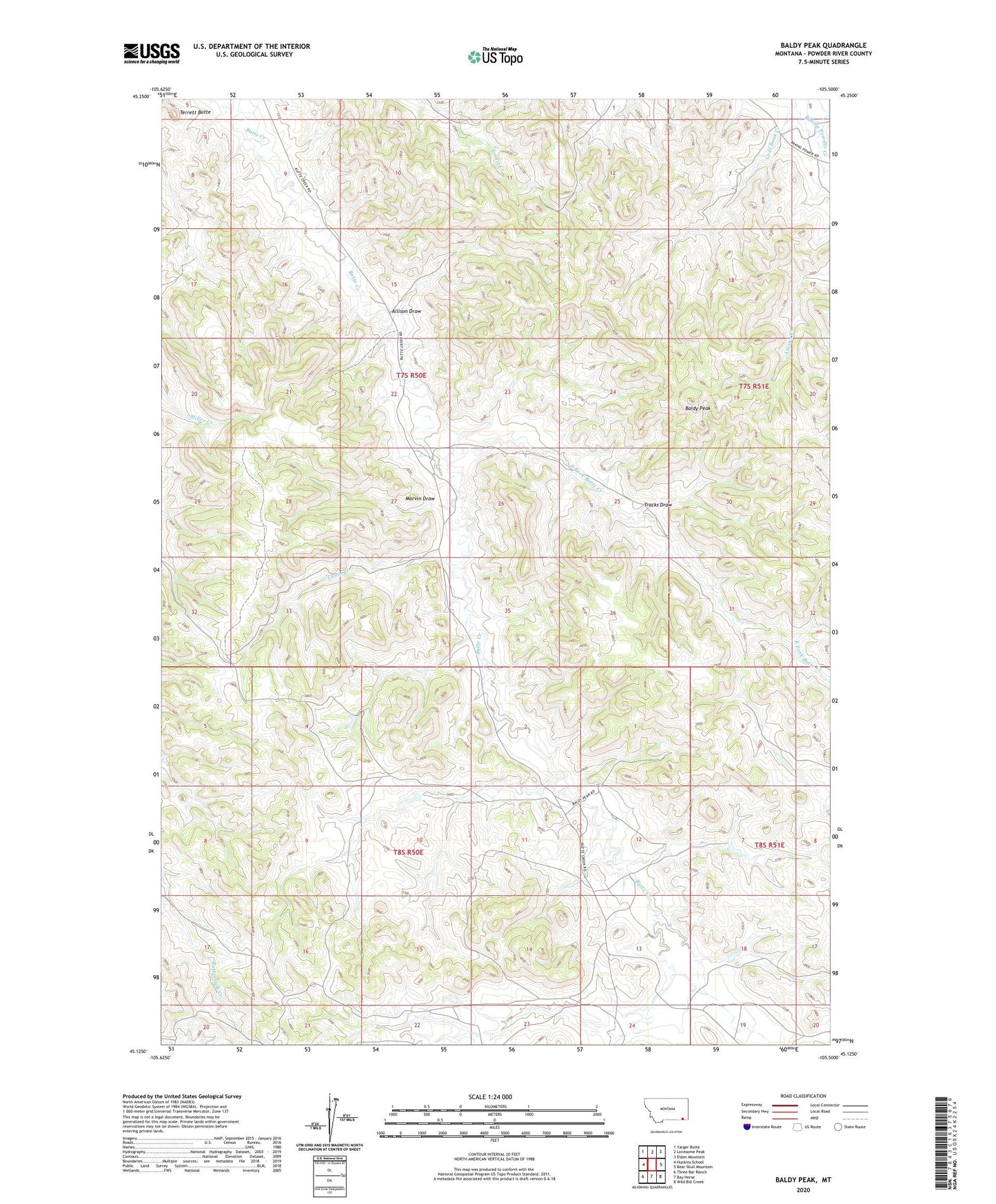 Baldy Peak Montana US Topo Map Image