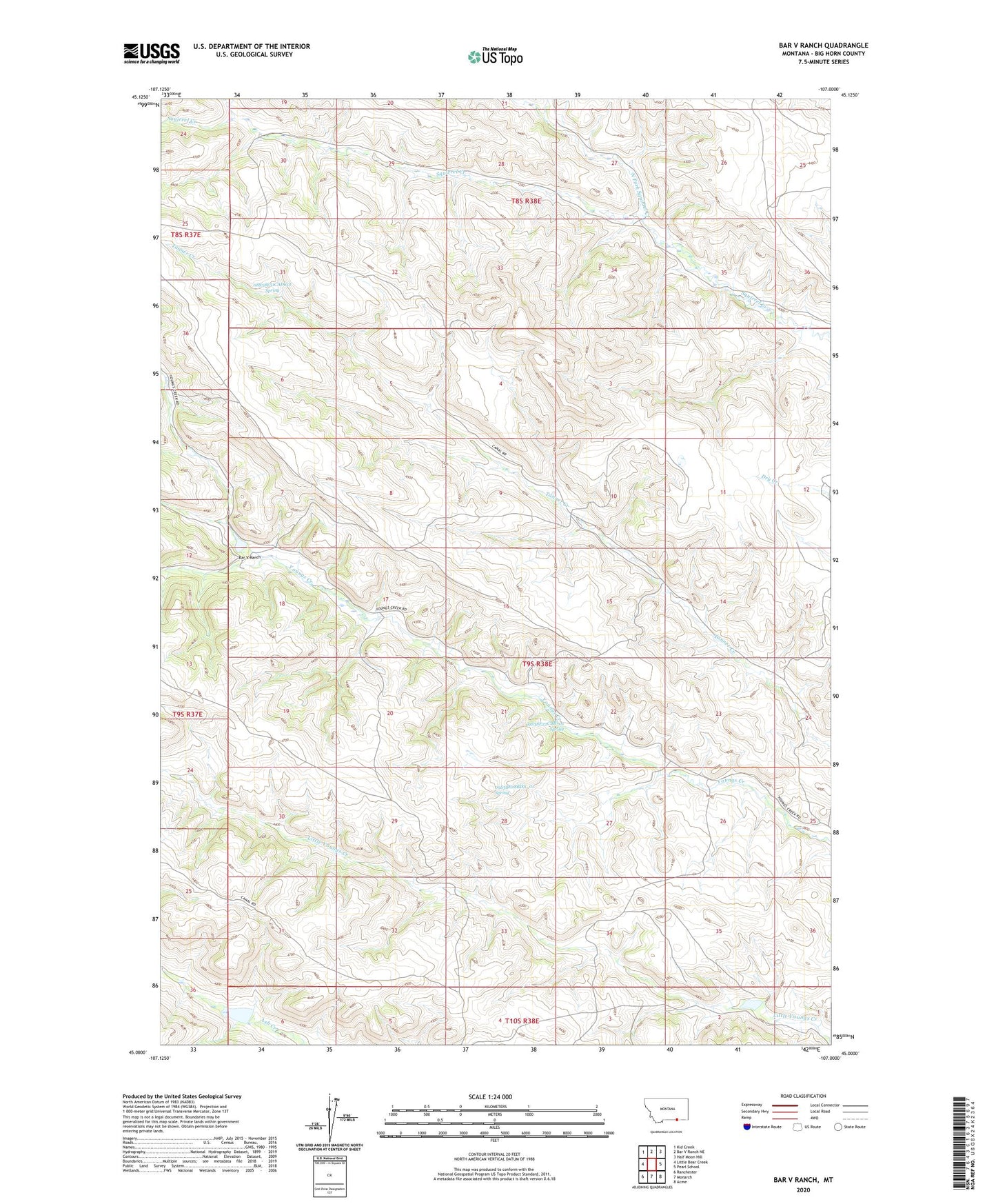Bar V Ranch Montana US Topo Map Image