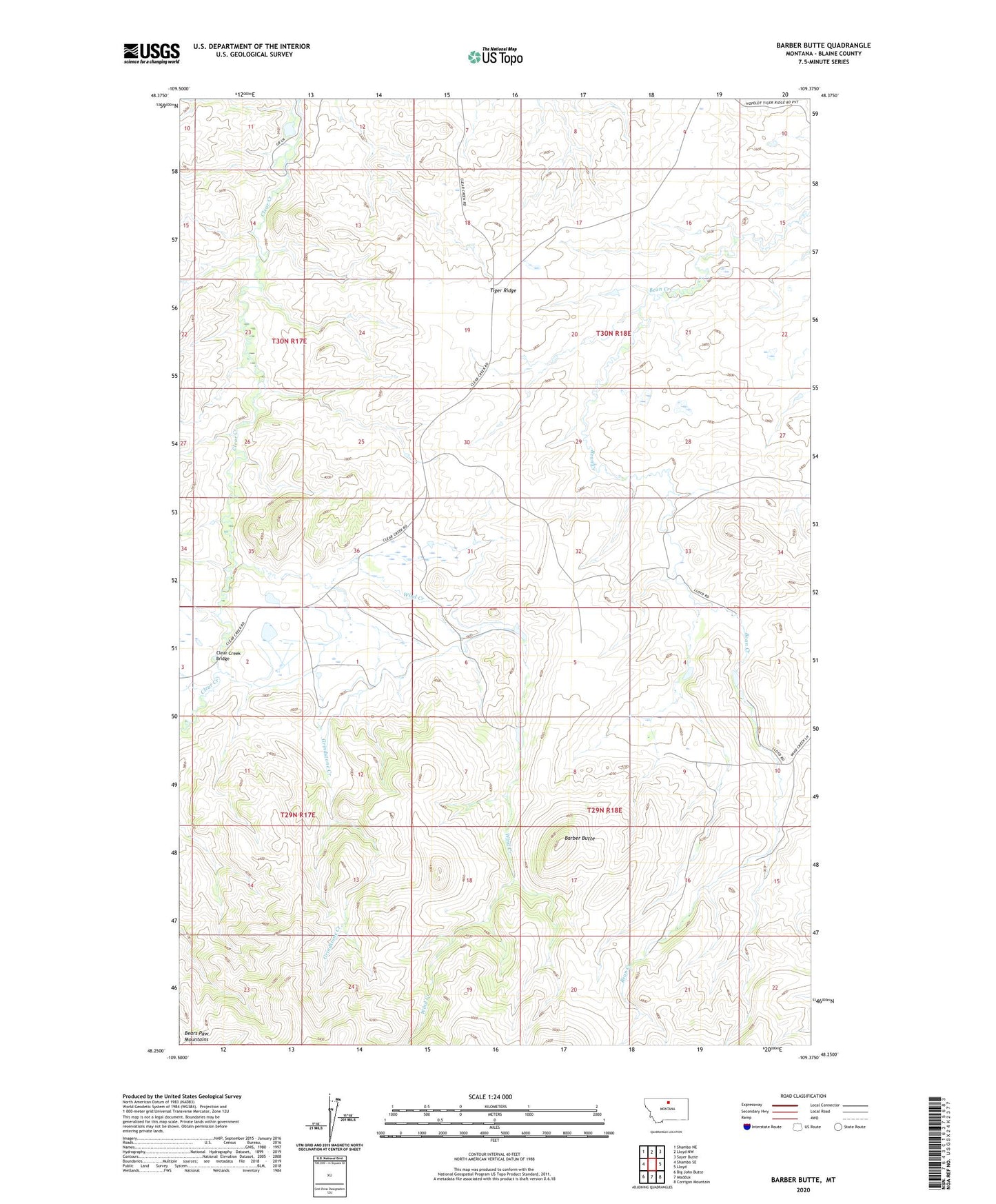 Barber Butte Montana US Topo Map Image
