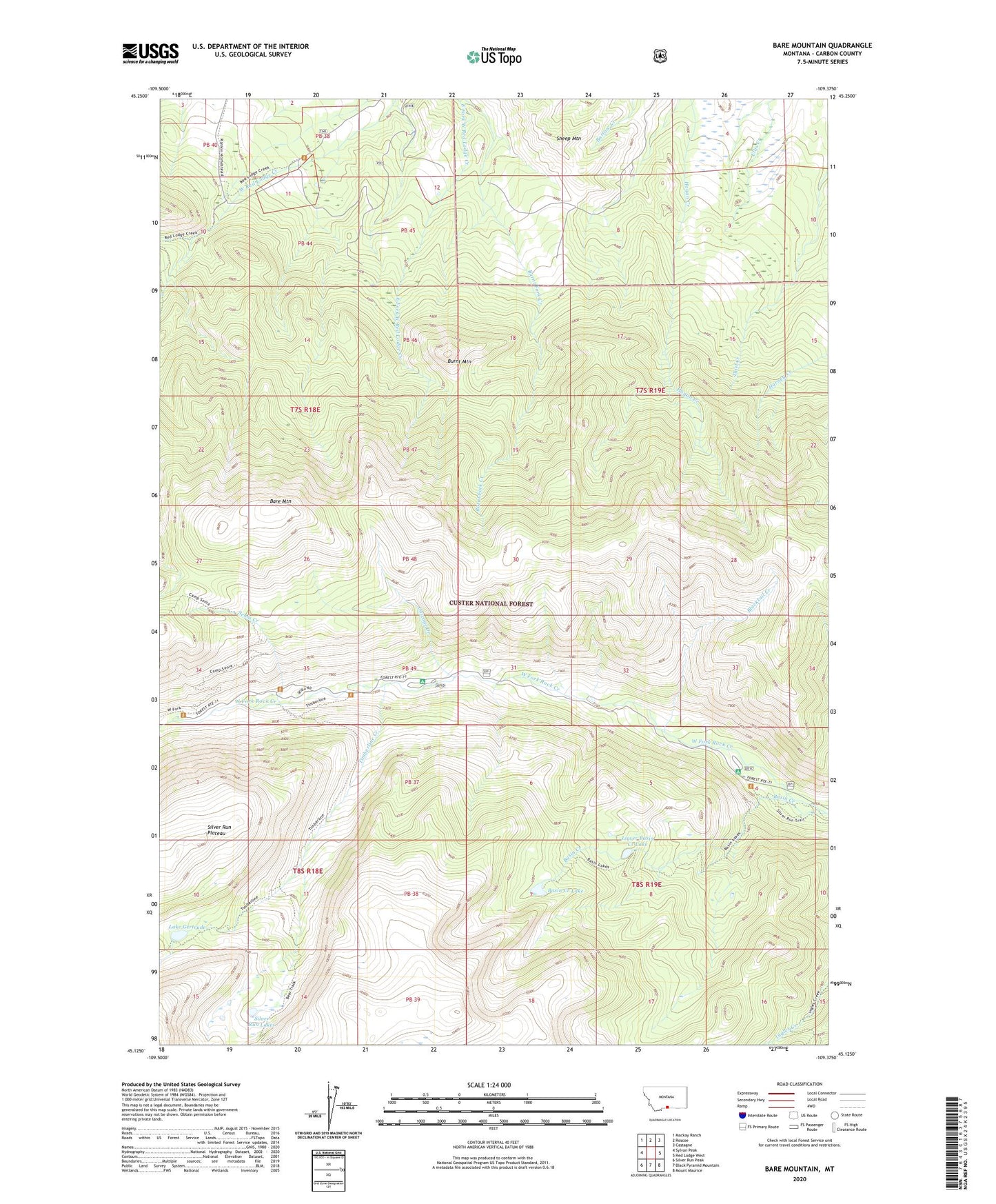 Bare Mountain Montana US Topo Map Image