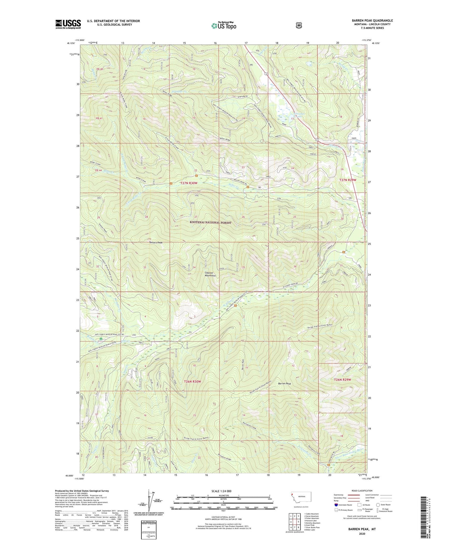 Barren Peak Montana US Topo Map Image