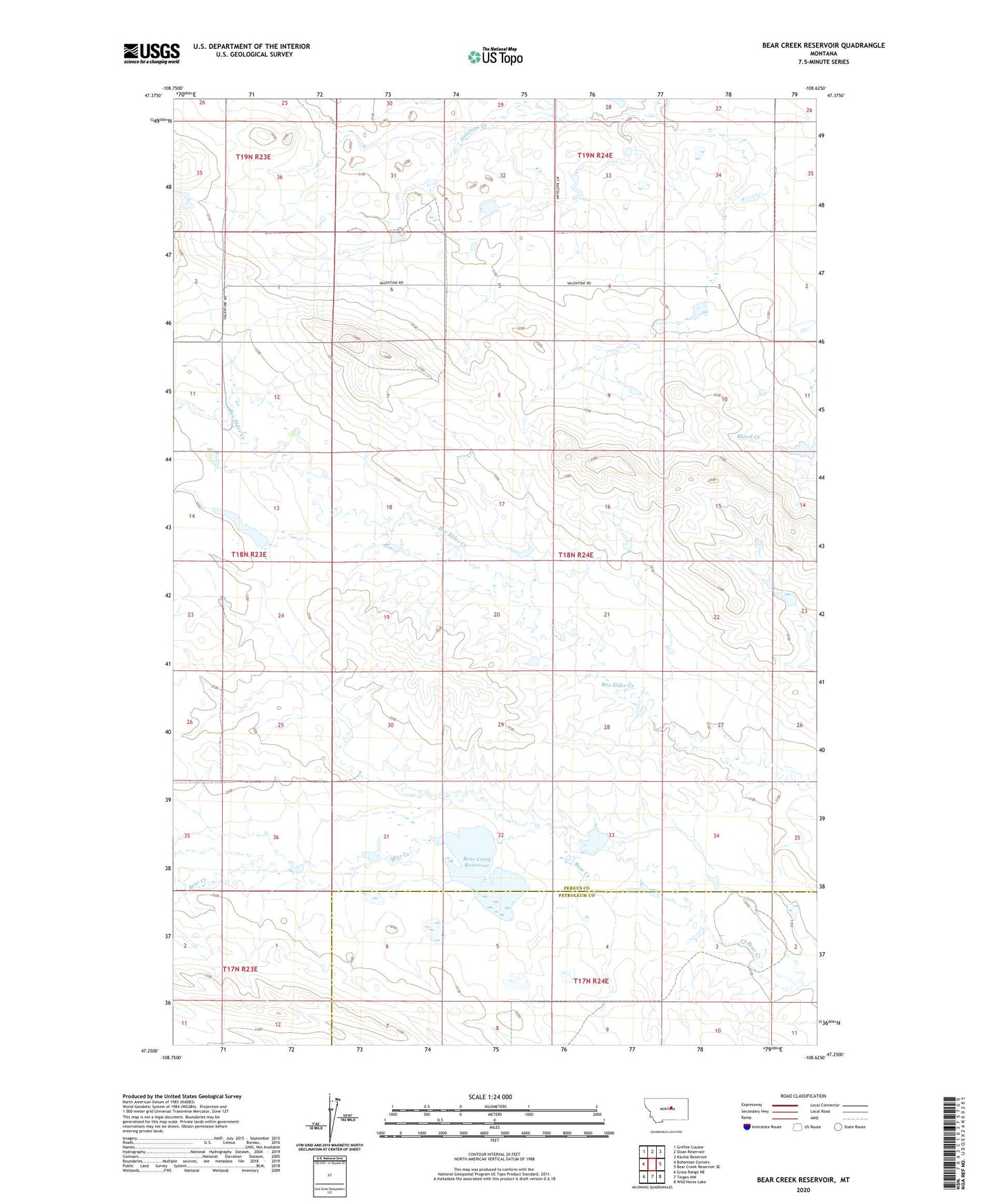 Bear Creek Reservoir Montana US Topo Map Image