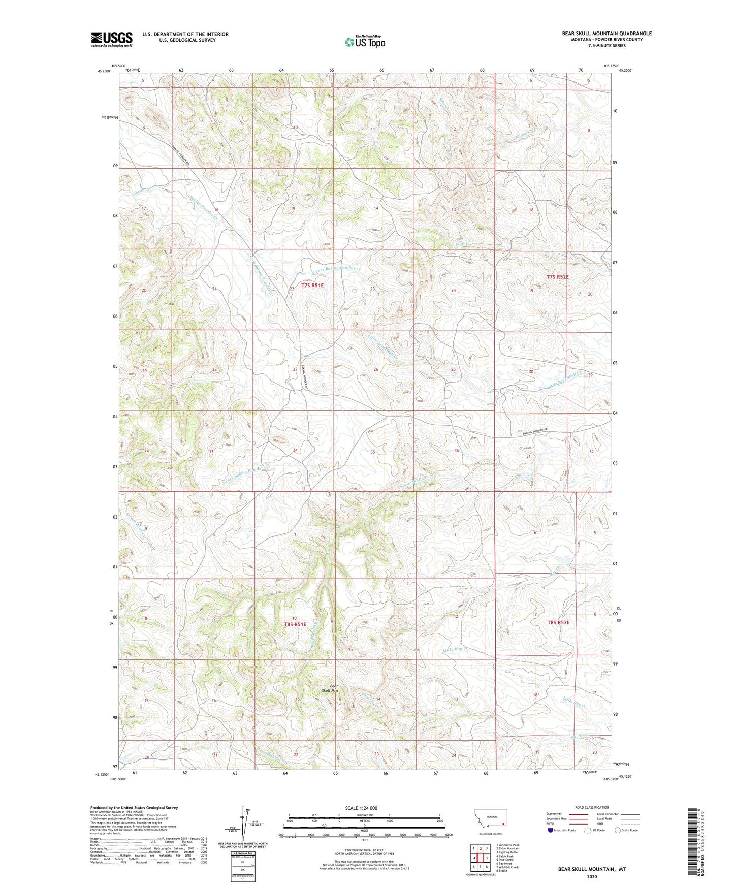 Bear Skull Mountain Montana US Topo Map Image
