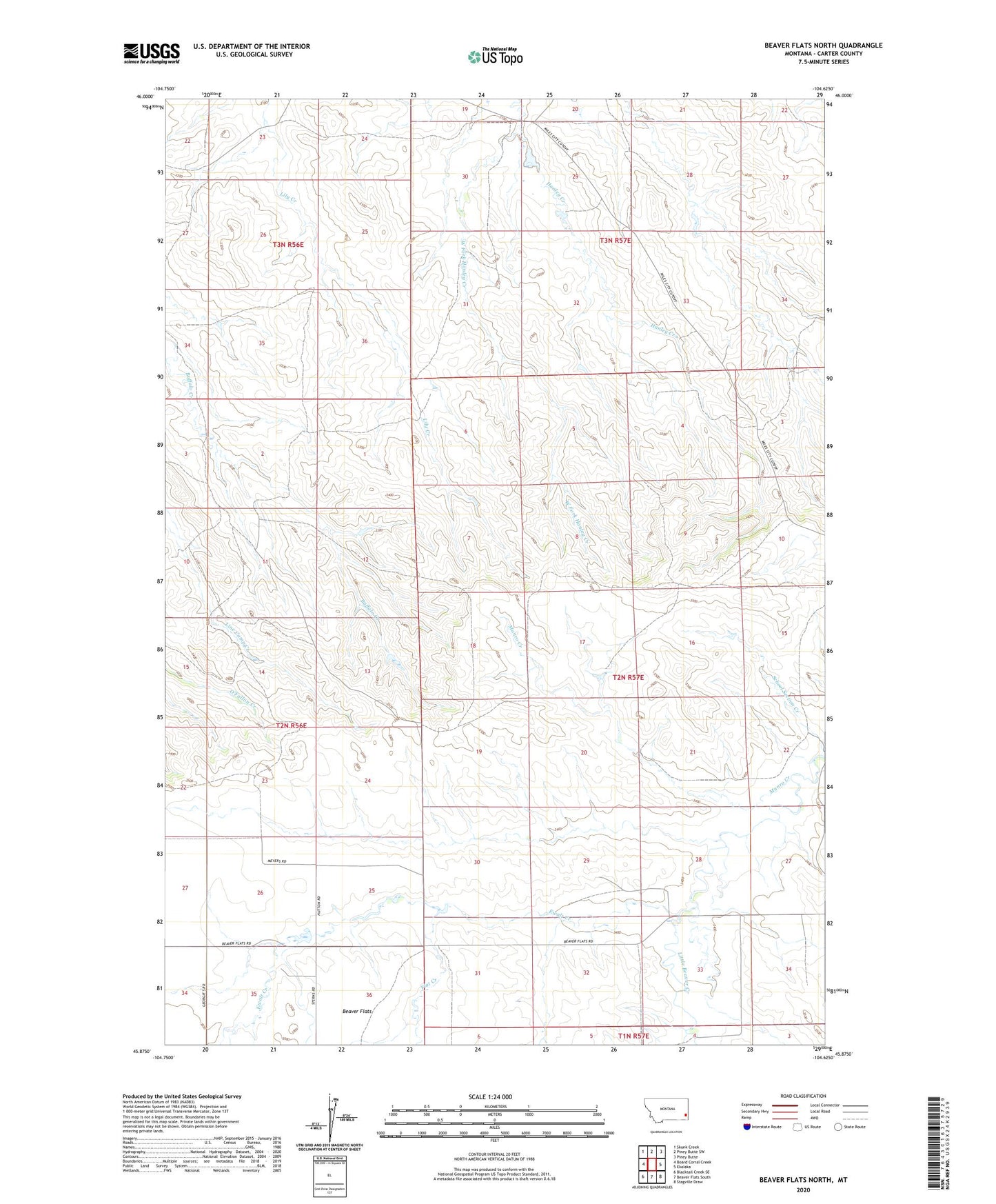 Beaver Flats North Montana US Topo Map Image