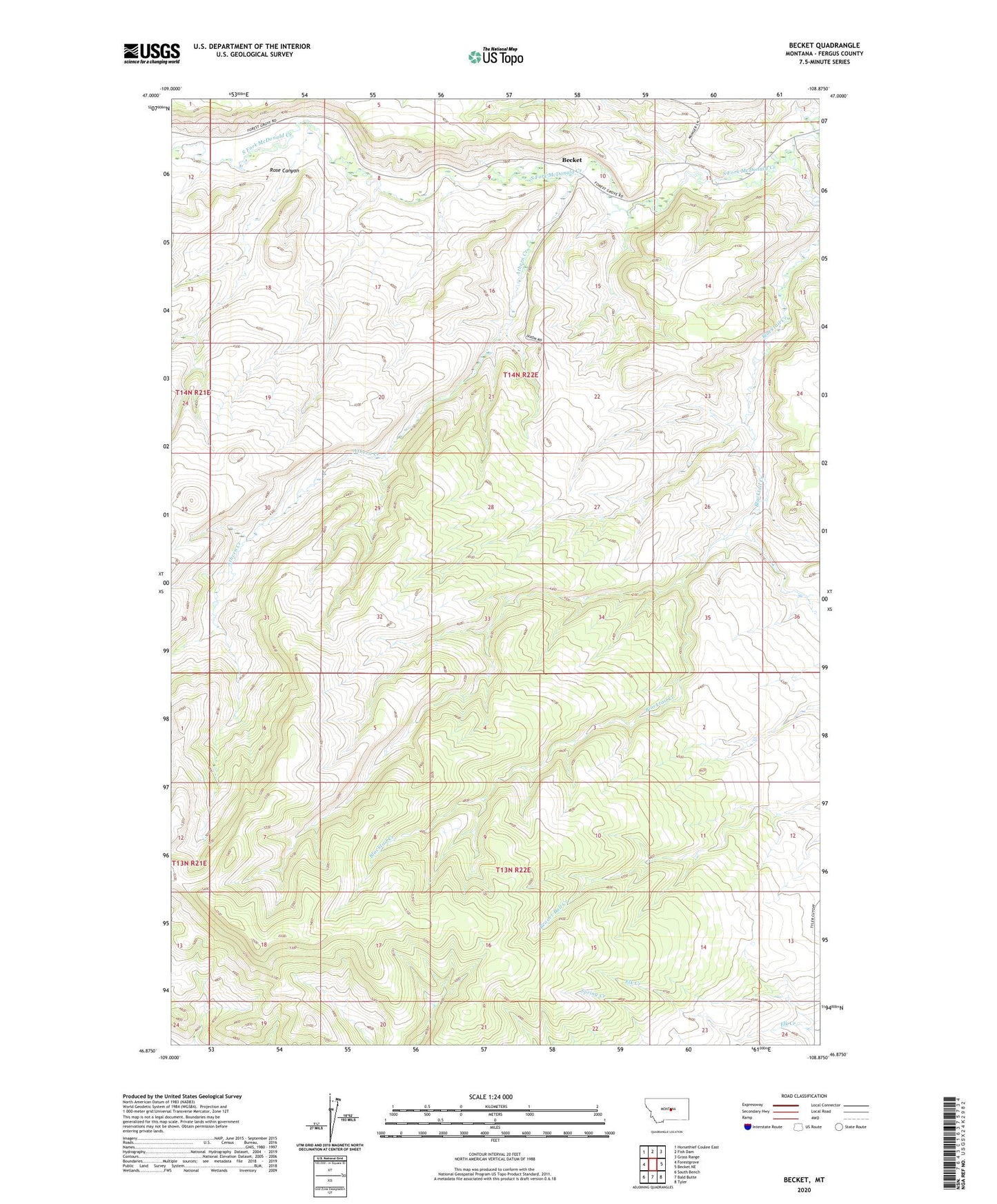 Becket Montana US Topo Map Image