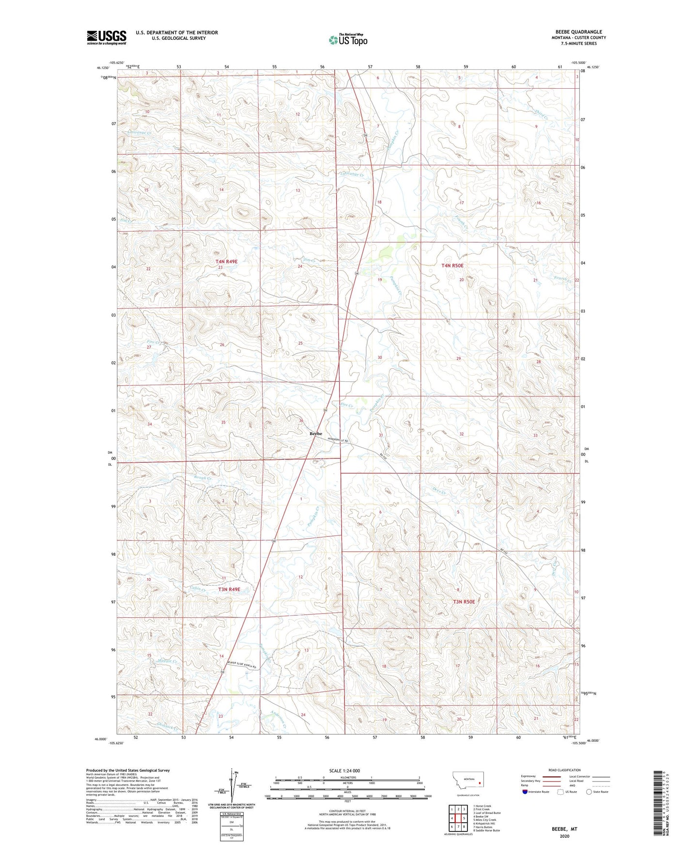 Beebe Montana US Topo Map Image