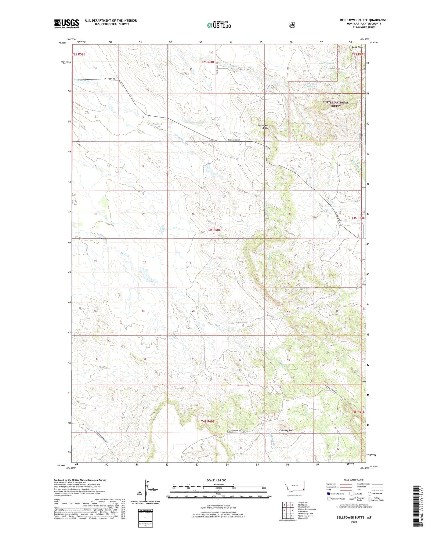 Belltower Butte Montana US Topo Map Image