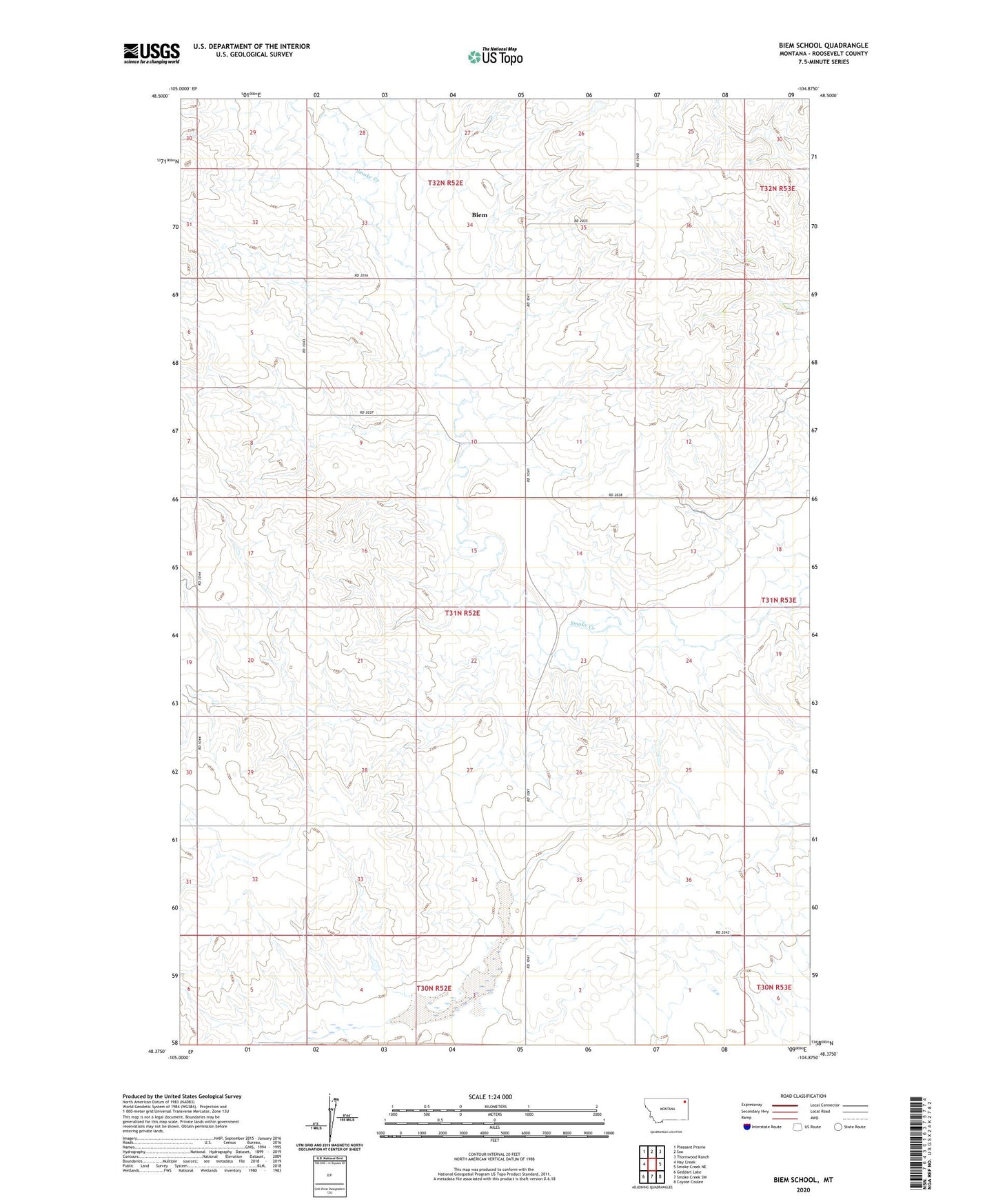Biem School Montana US Topo Map Image