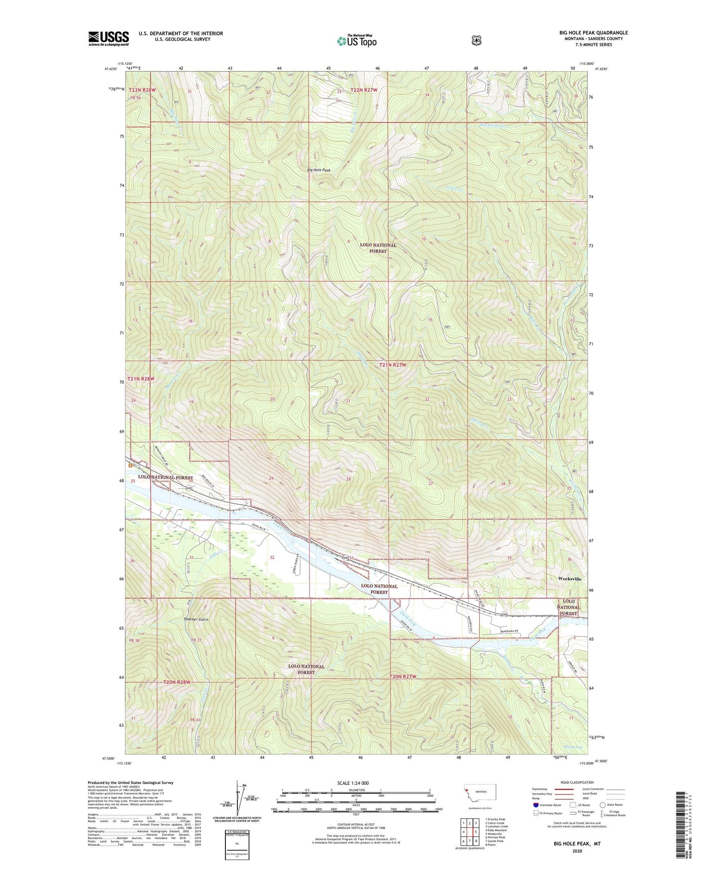 Big Hole Peak Montana US Topo Map Image