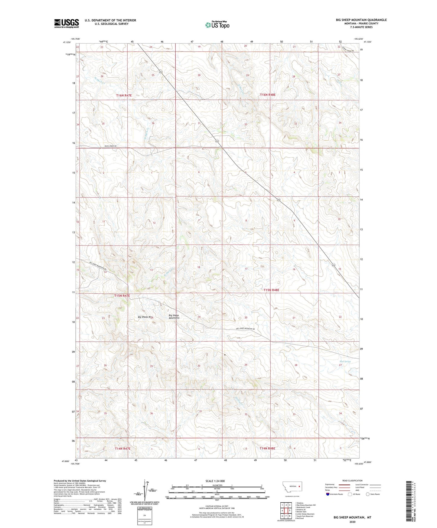 Big Sheep Mountain Montana US Topo Map Image