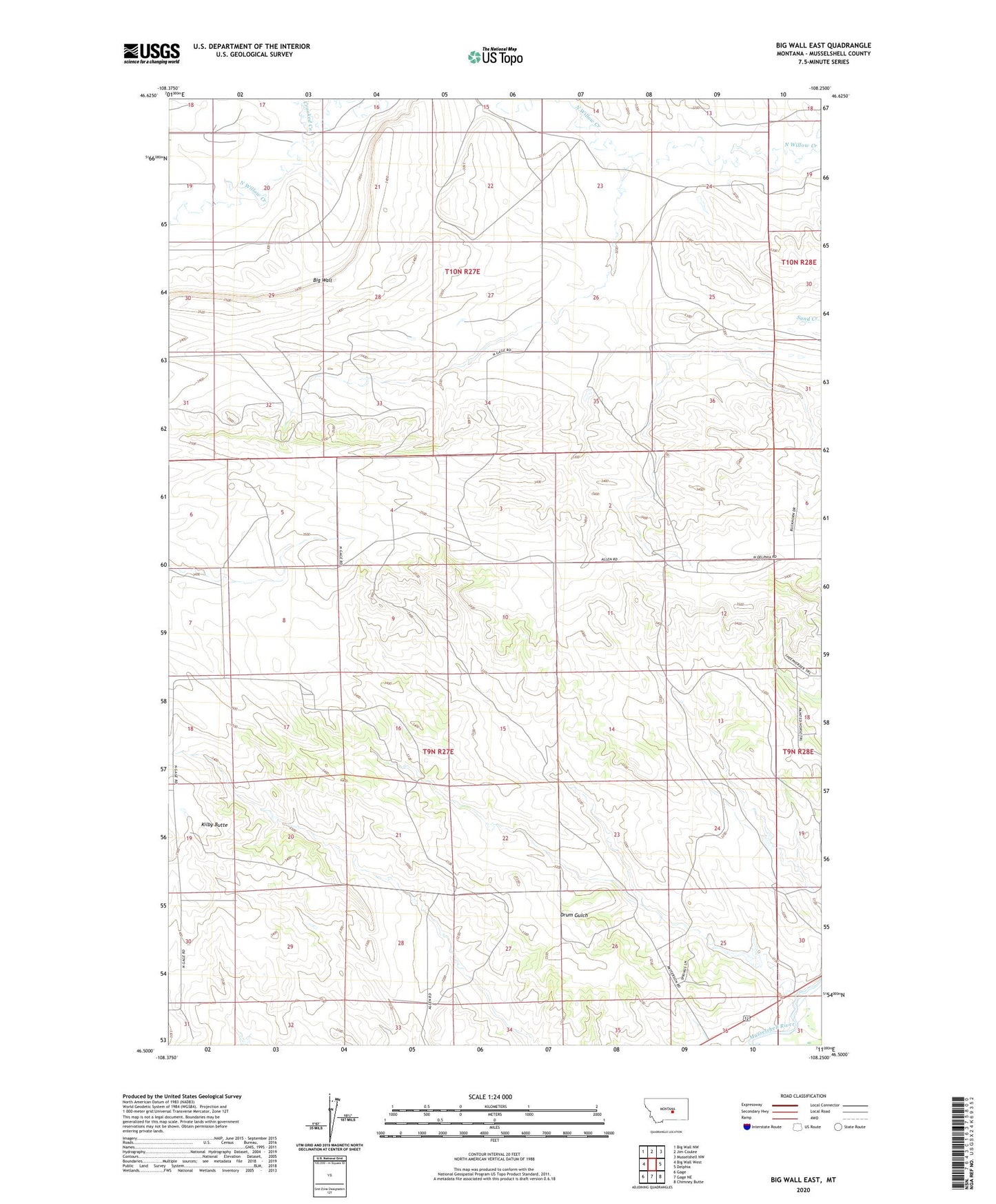 Big Wall East Montana US Topo Map Image