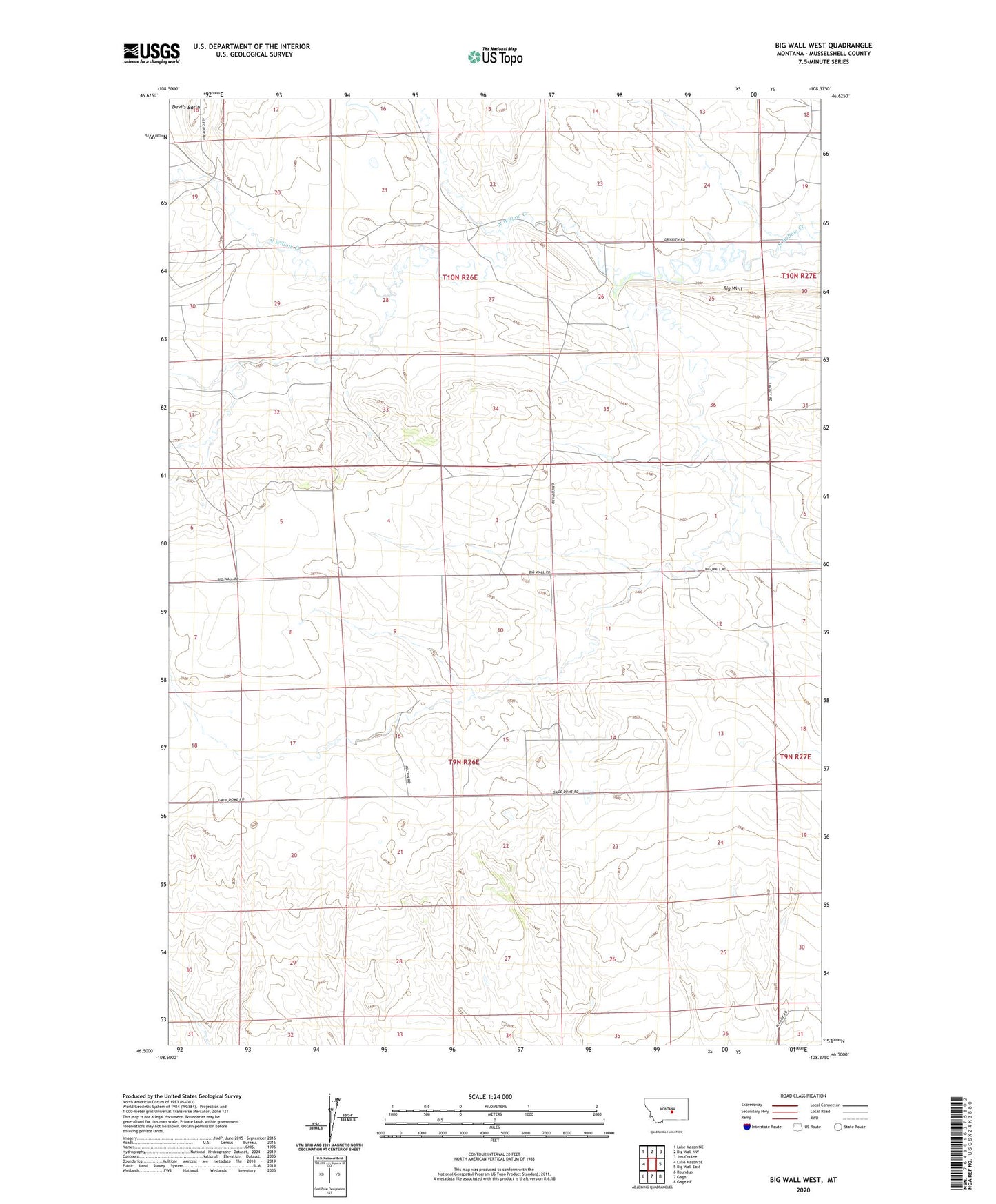 Big Wall West Montana US Topo Map Image