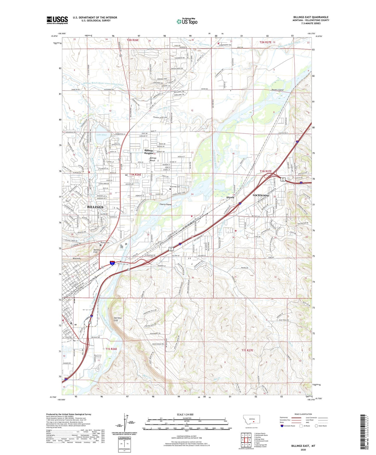 Billings East Montana US Topo Map Image