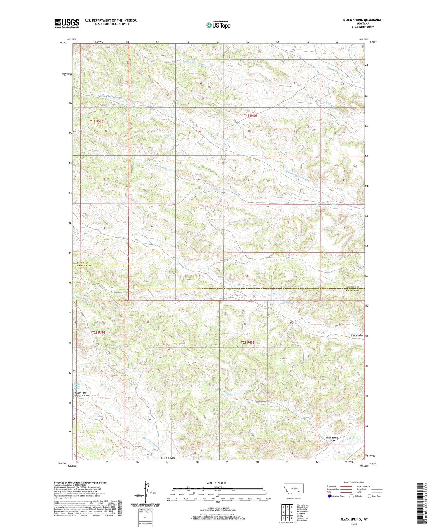 Black Spring Montana US Topo Map Image