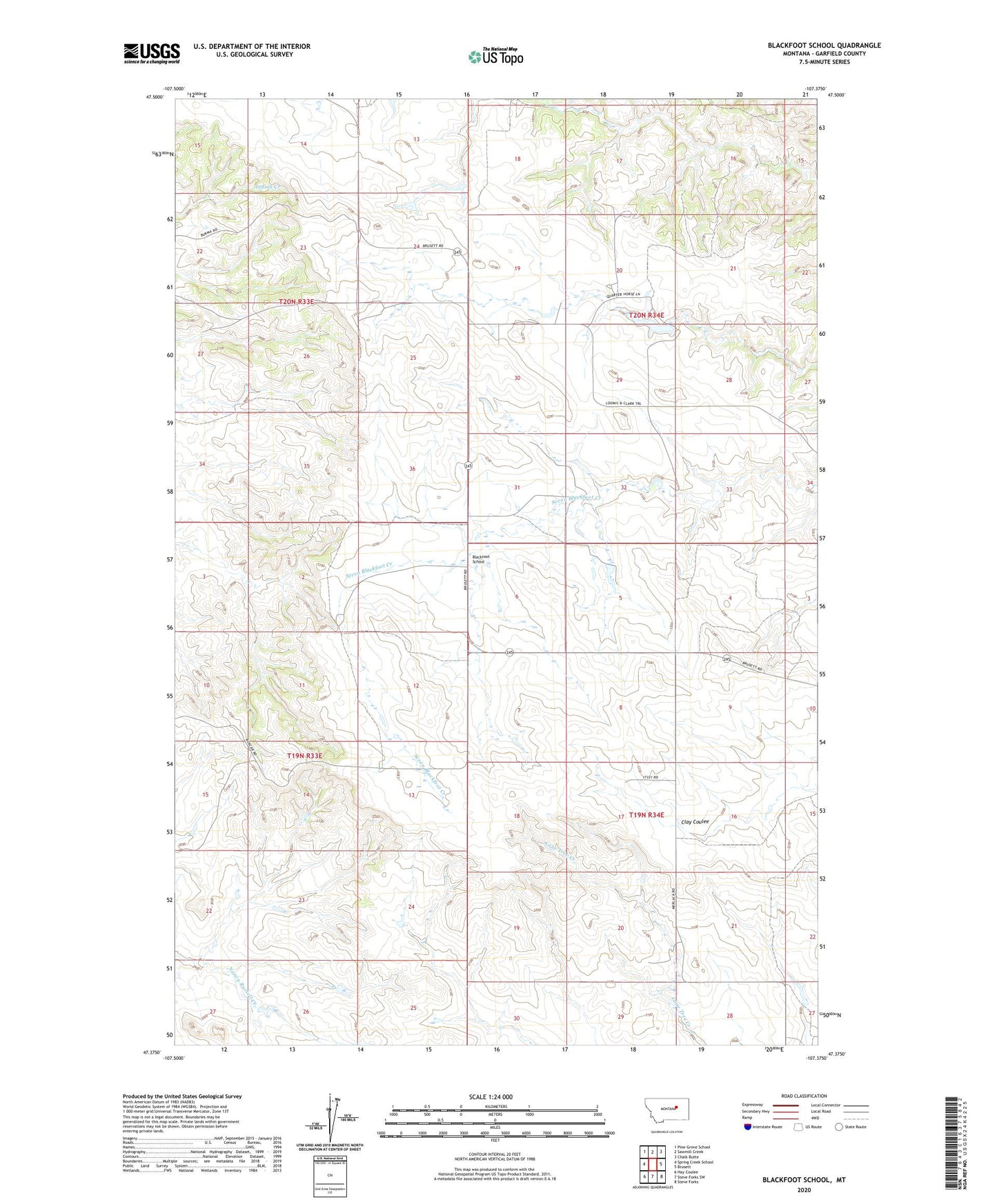 Blackfoot School Montana US Topo Map Image