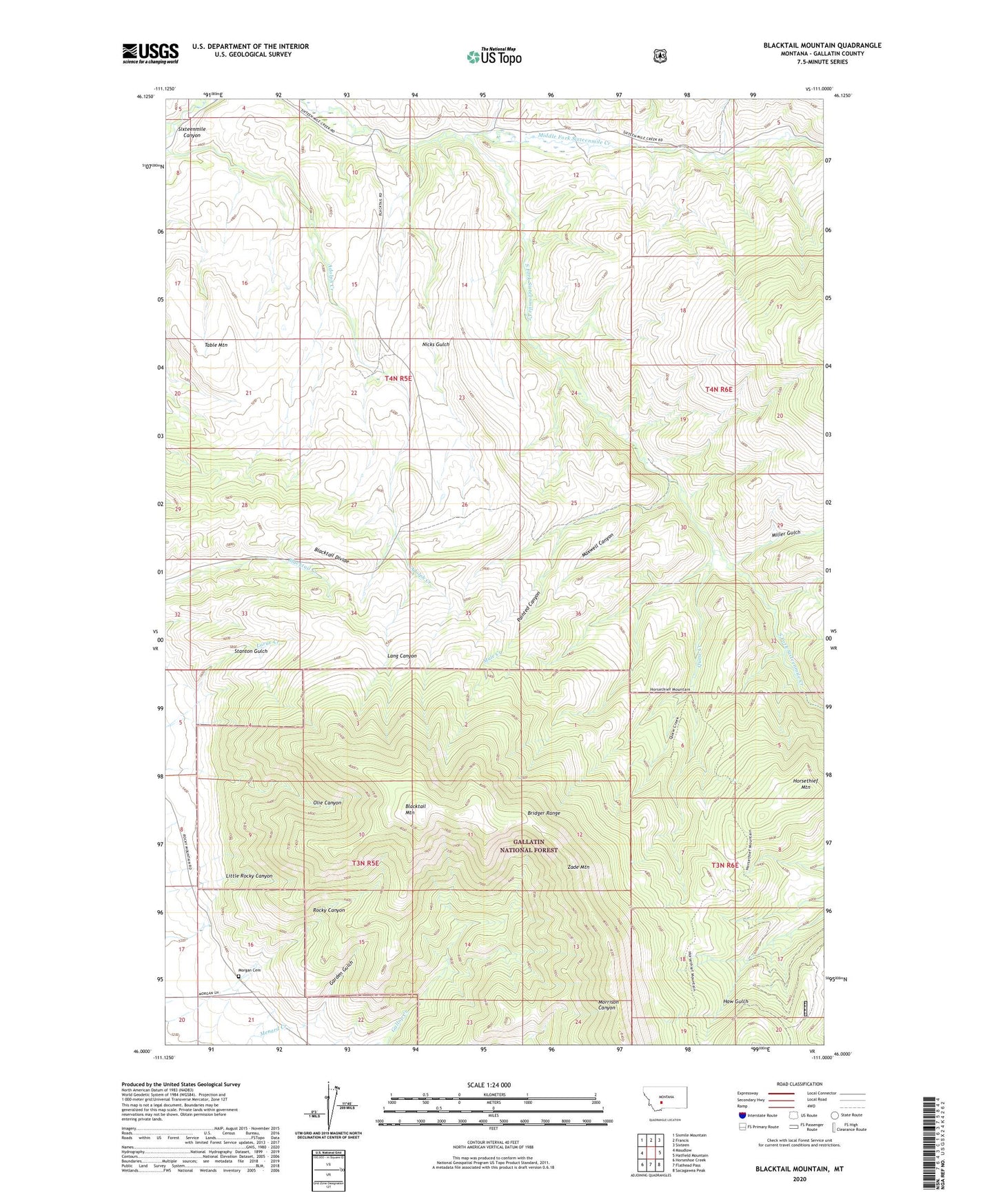 Blacktail Mountain Montana US Topo Map Image