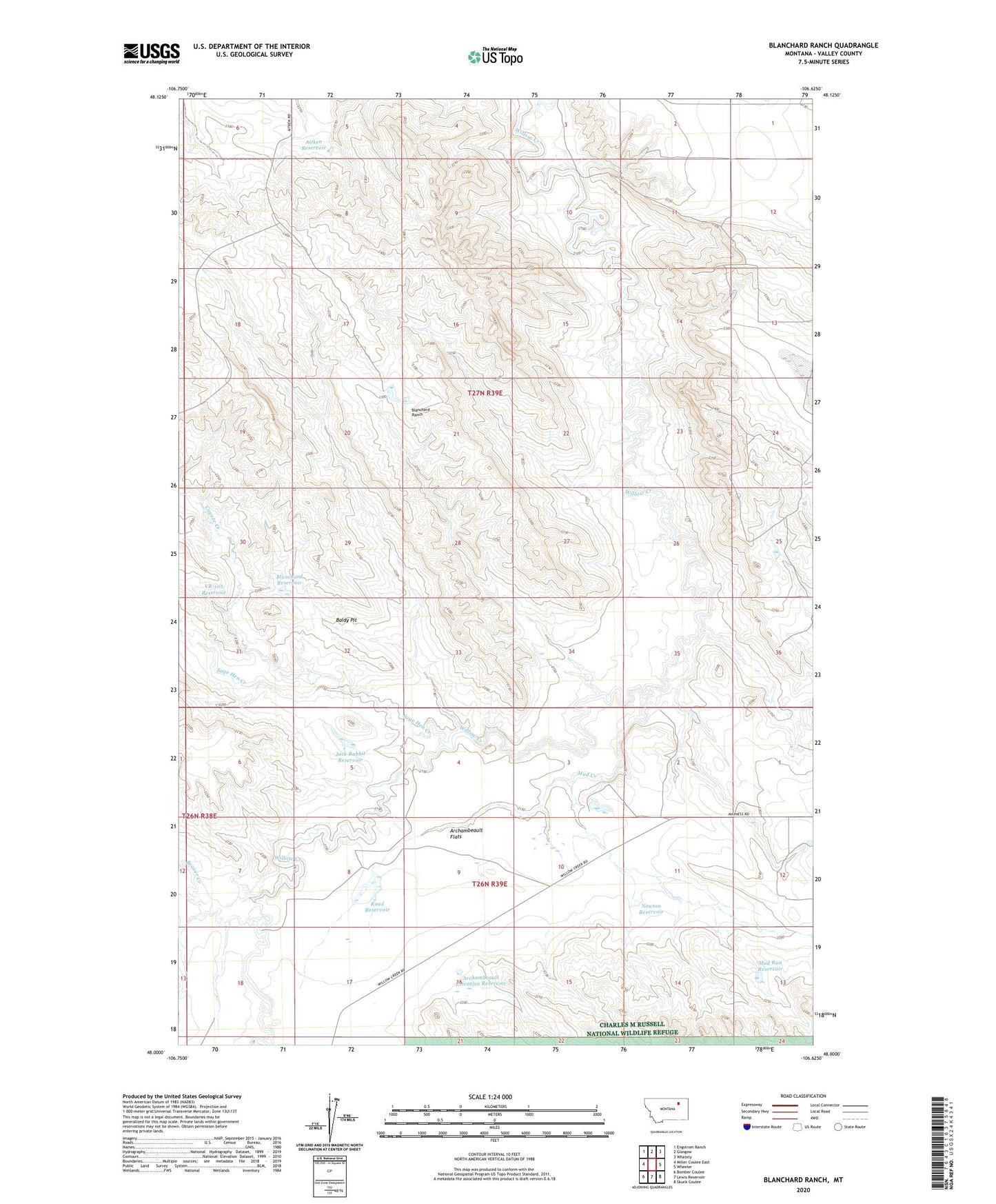 Blanchard Ranch Montana US Topo Map Image