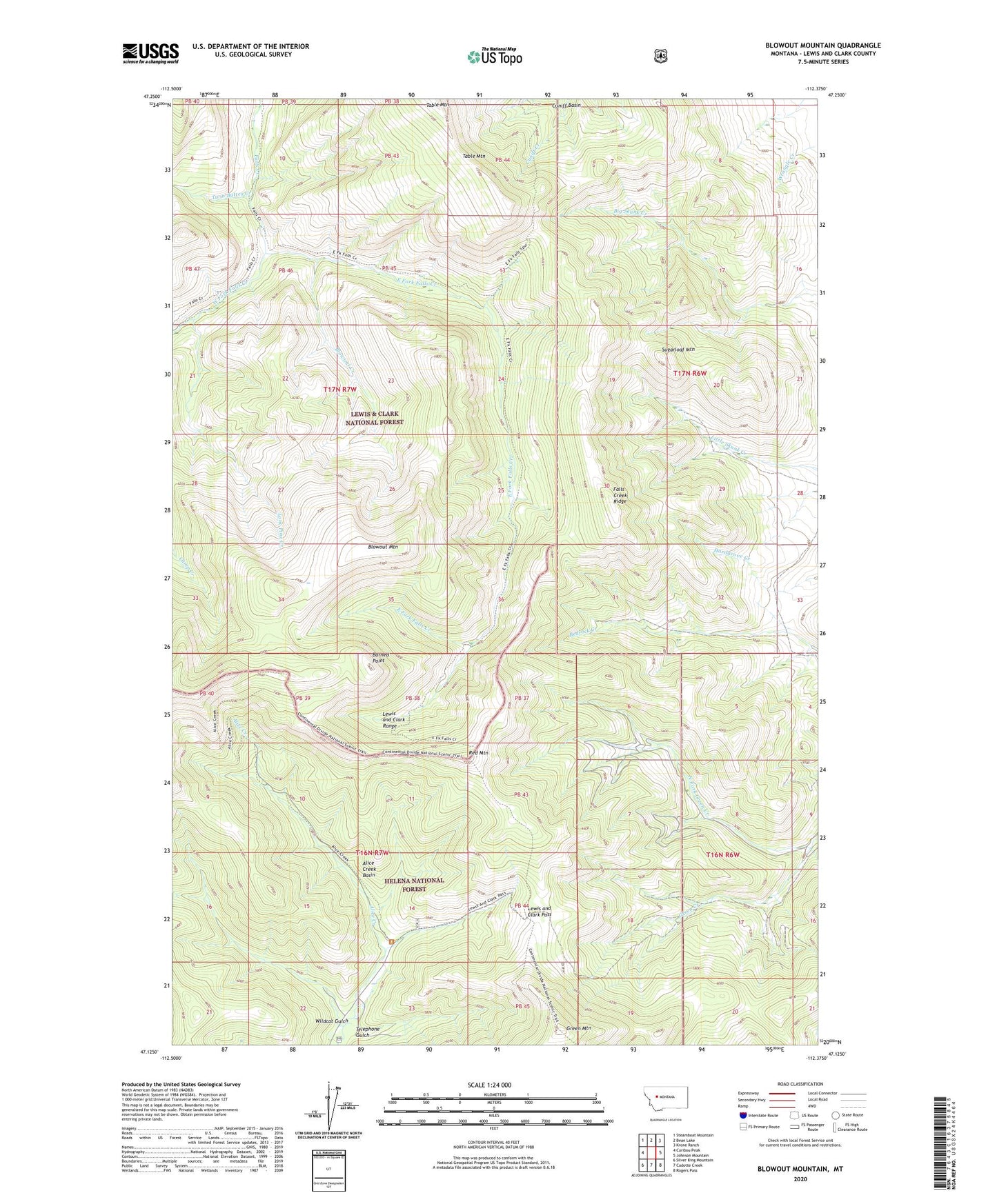 Blowout Mountain Montana US Topo Map Image