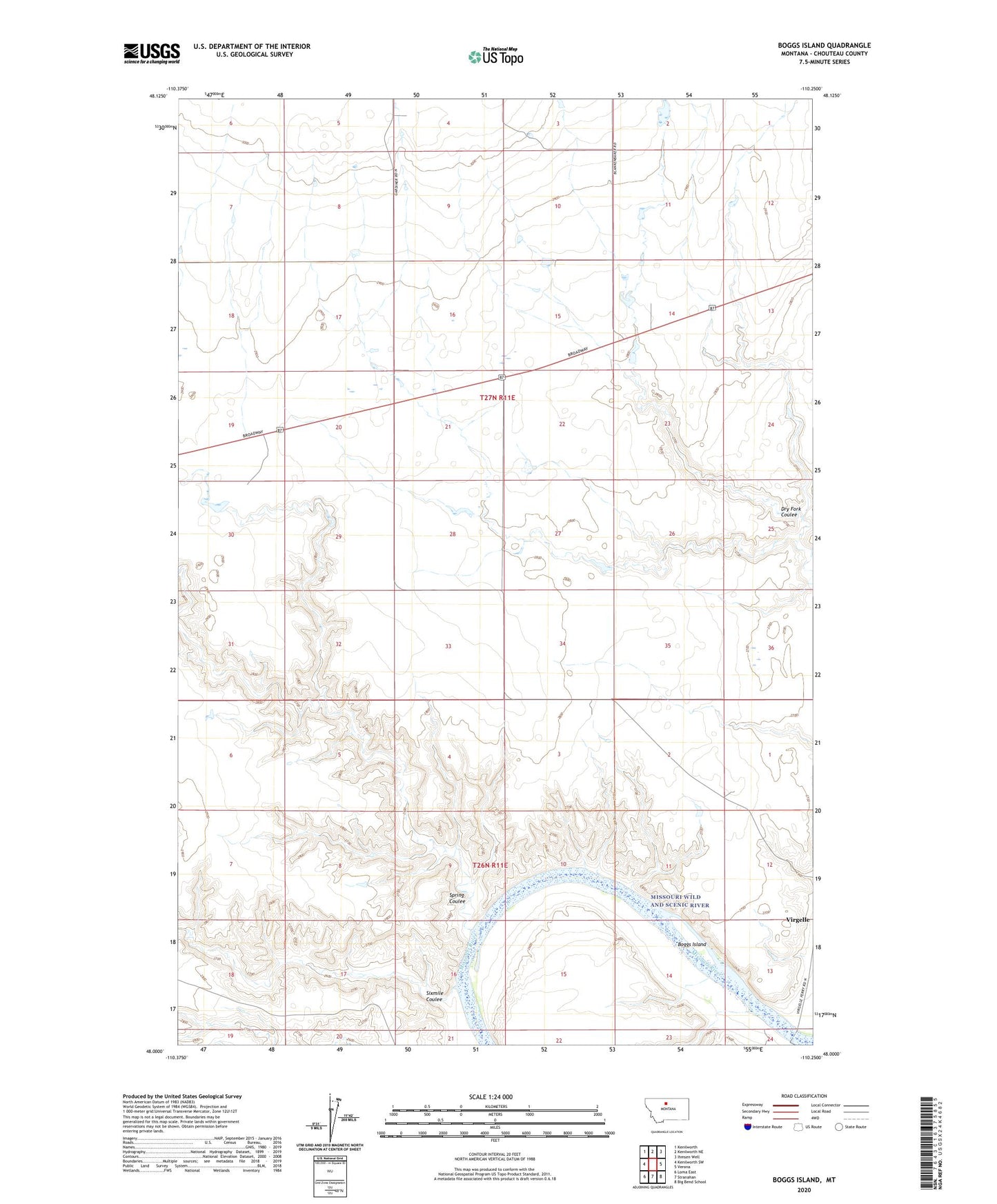 Boggs Island Montana US Topo Map Image