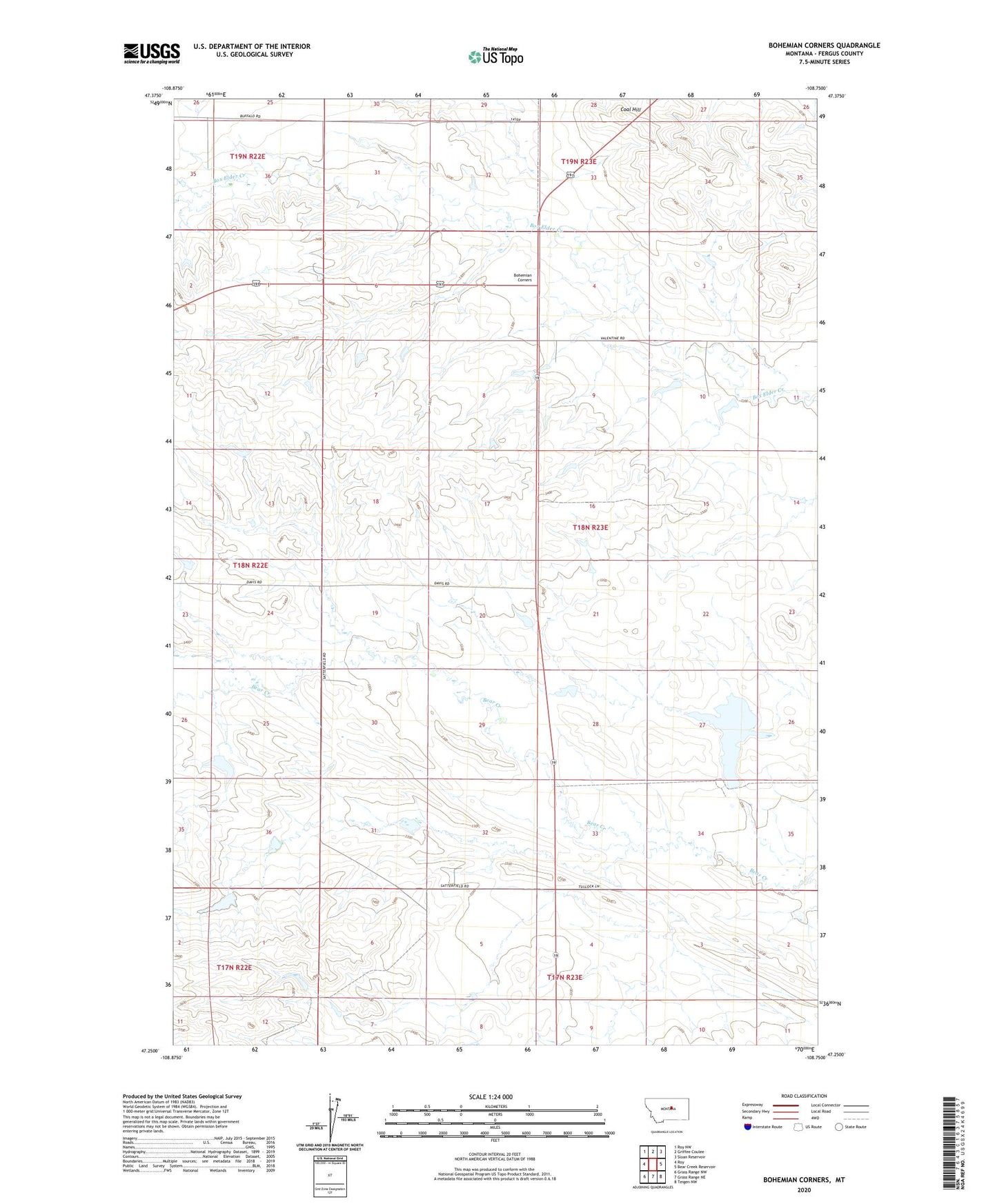 Bohemian Corners Montana US Topo Map Image