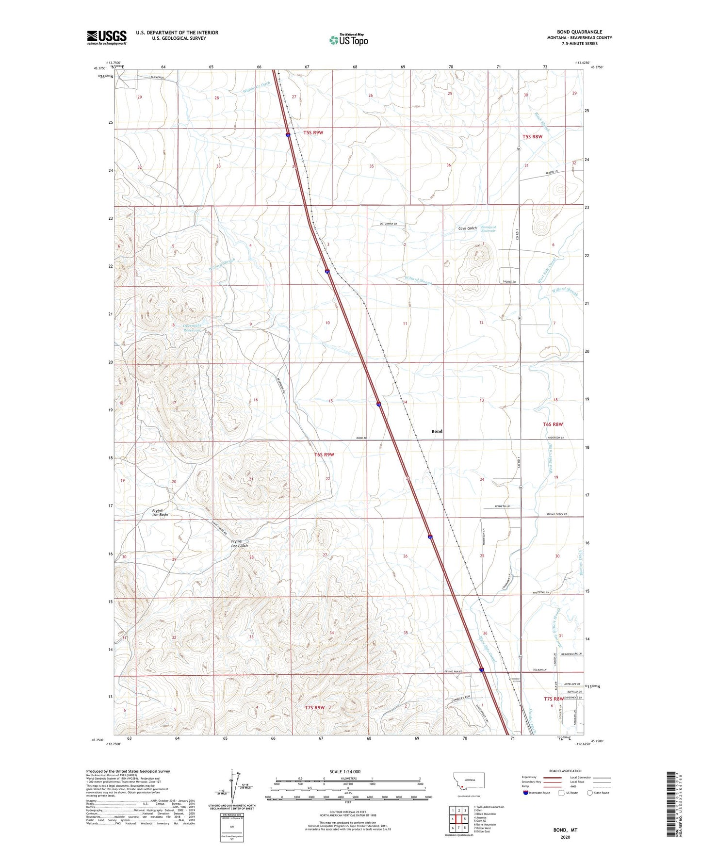 Bond Montana US Topo Map Image