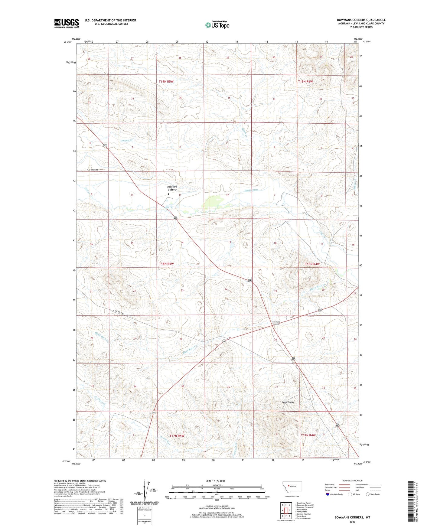 Bowmans Corners Montana US Topo Map Image